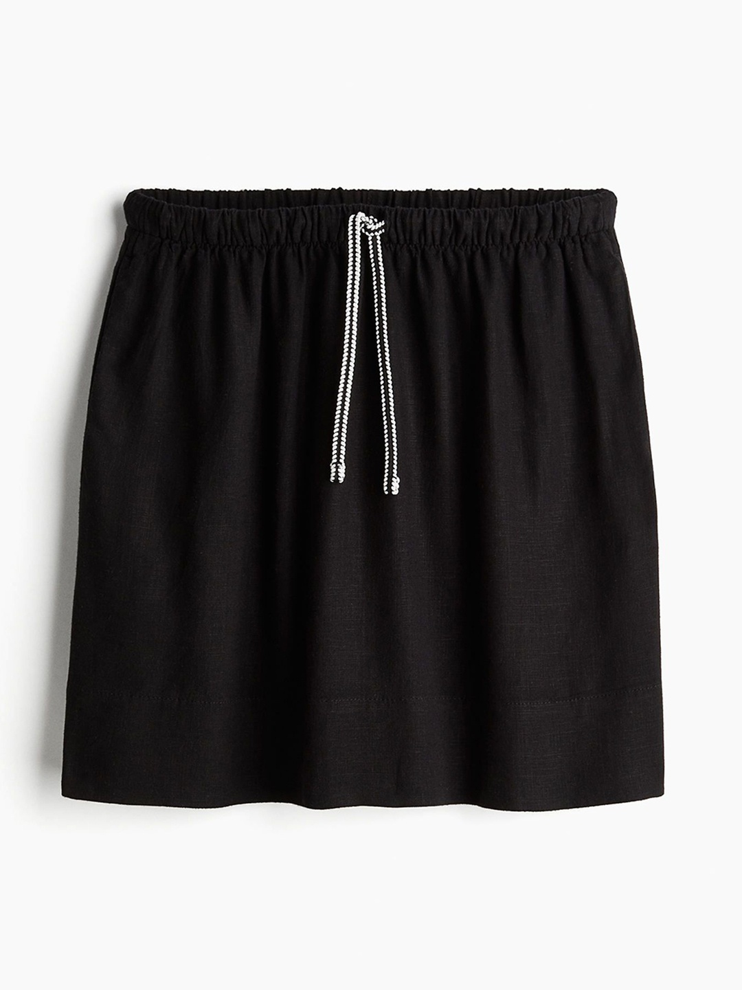 

H&M Linen-Blend Mini Skirt, Black