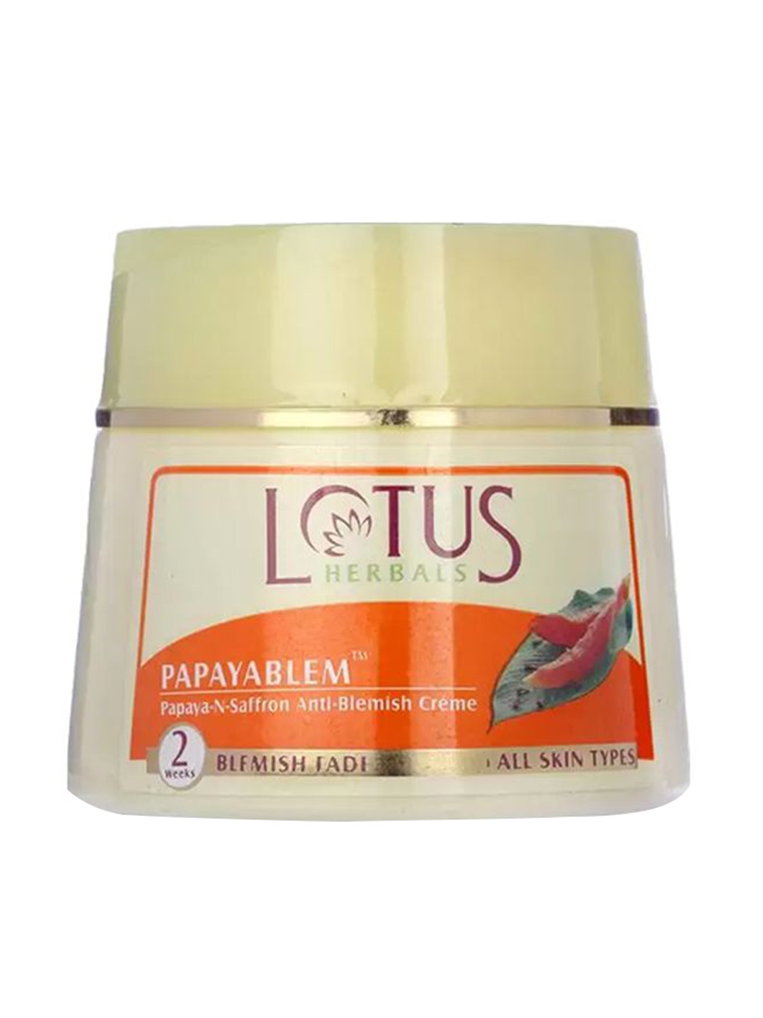 

Lotus Herbals Papayablem Papaya-N-Saffron Anti-Blemish Fades Blemishes Night Cream - 250gm