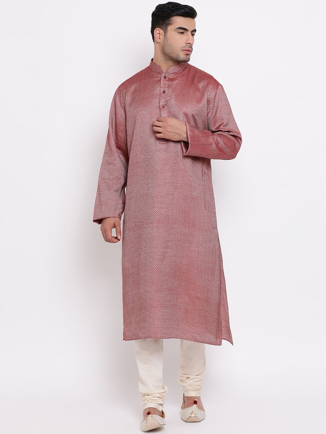 

ZOIS Men Thread Work Kurta, Maroon