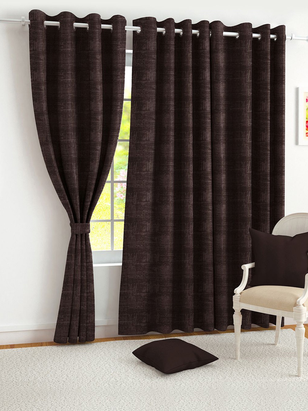 

Story@home Brown & Beige Set of 2 Black Out Long Door Curtain