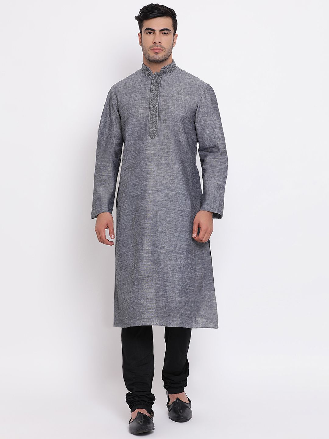 

ZOIS Men Thread Work Kurta, Grey