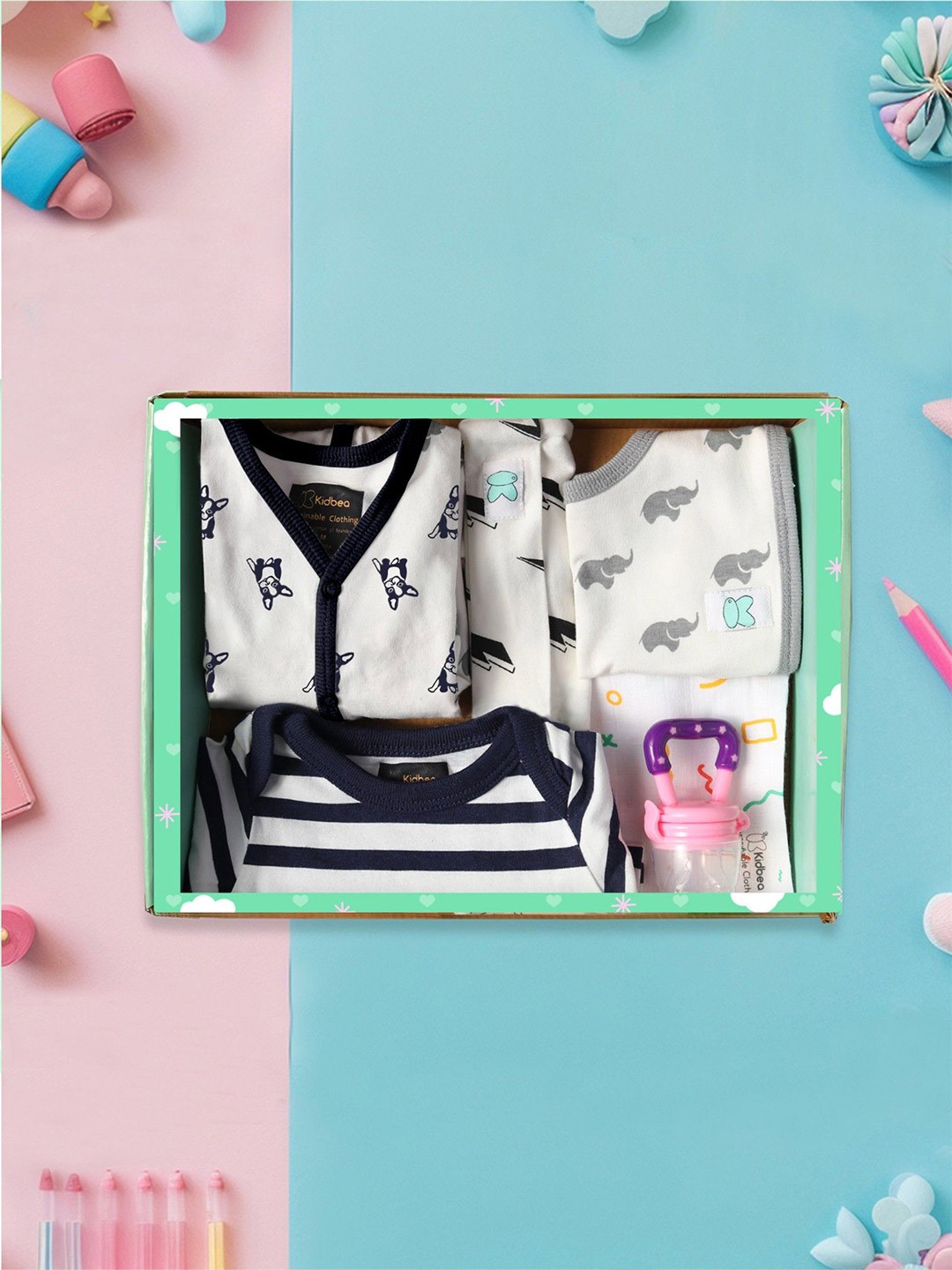 

Kidbea Infants 6-Pcs Organic Cotton Baby Apparel Gift Set, Multi