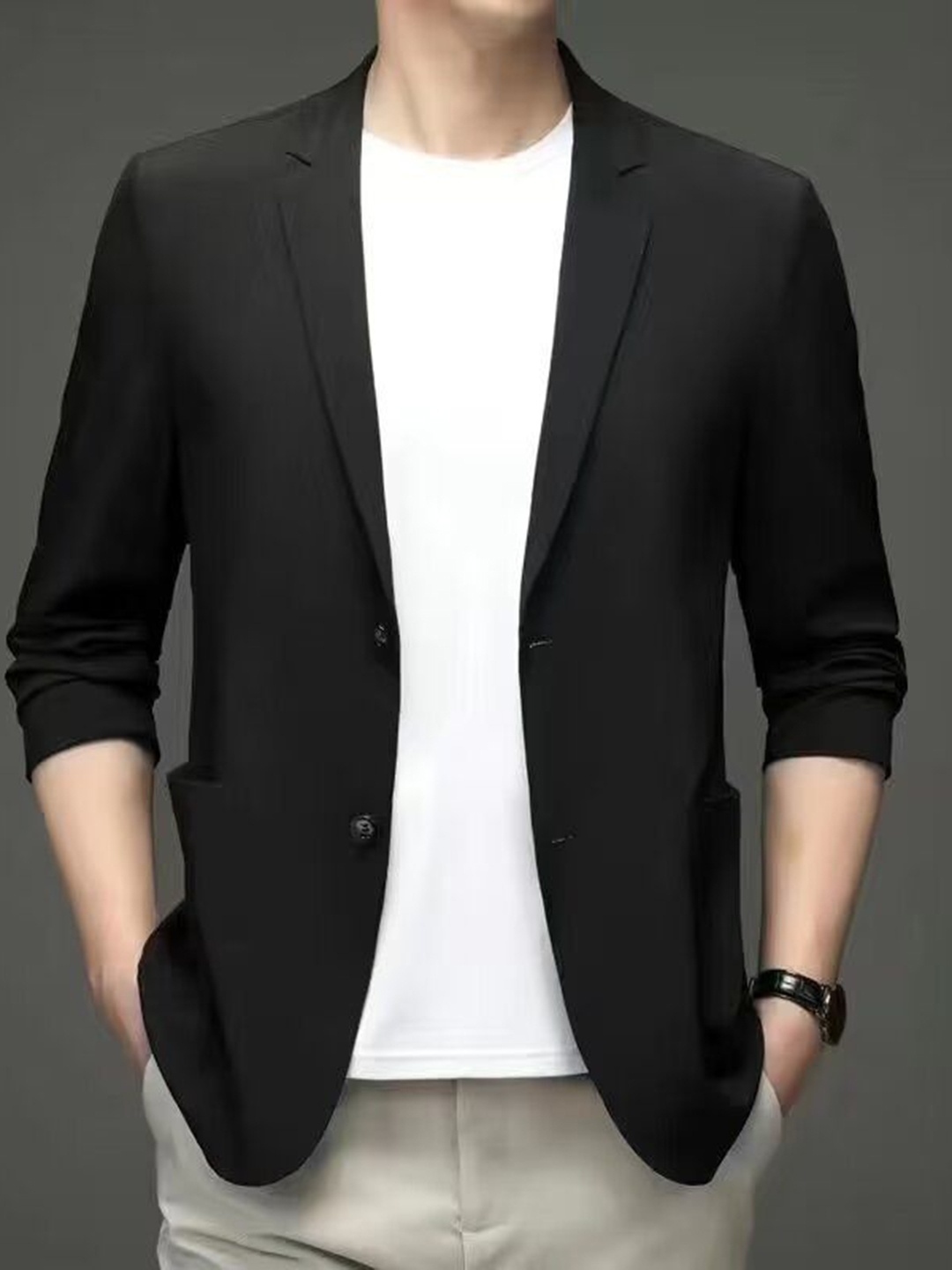 

StyleCast Men Single-Breasted Formal Blazers, Black