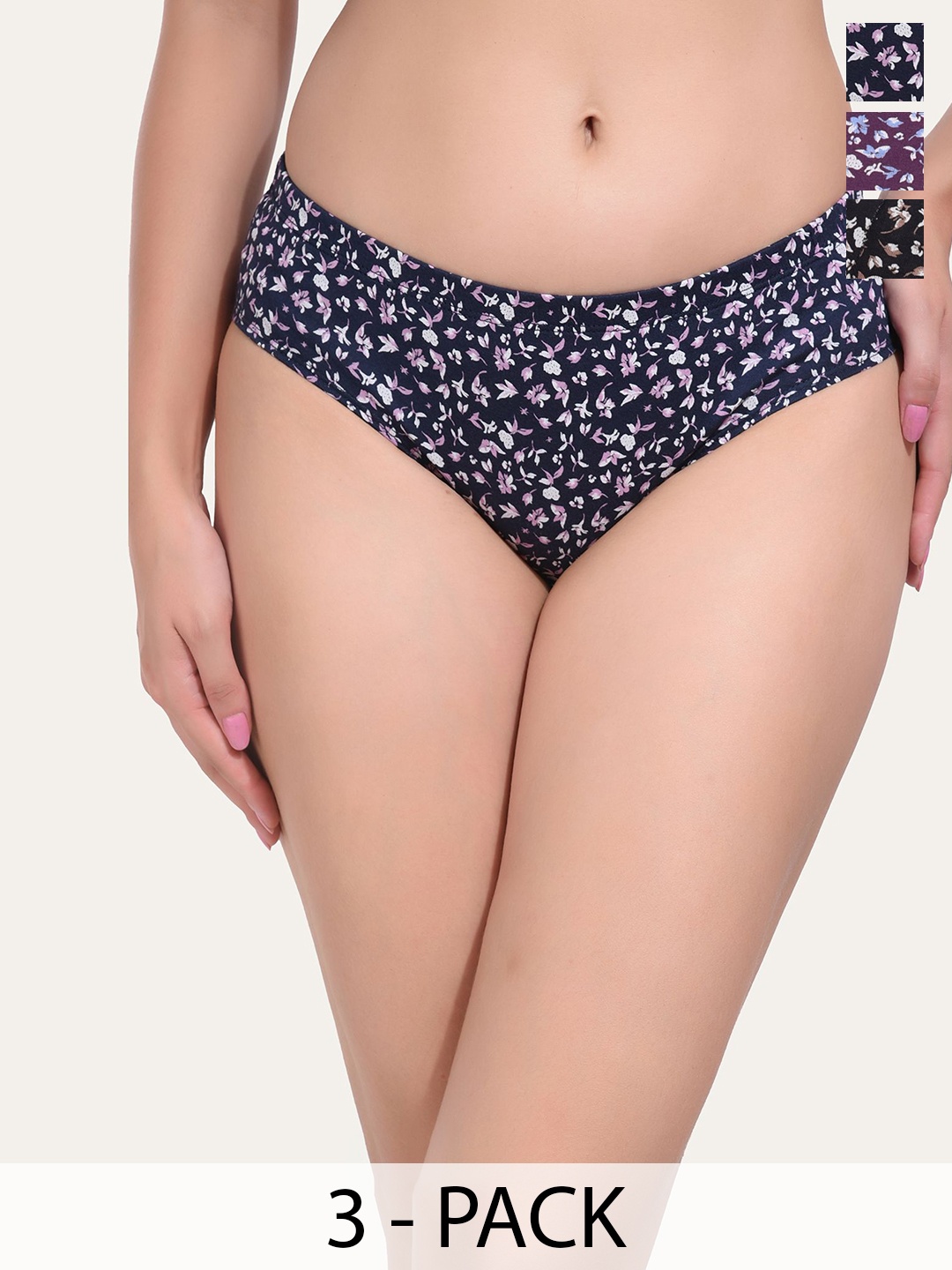 

Bruchi CLUB Pack Of 3 Printed Pure Cotton Hipster Briefs BRC-PN-INR104-MCL-3C-S, Blue