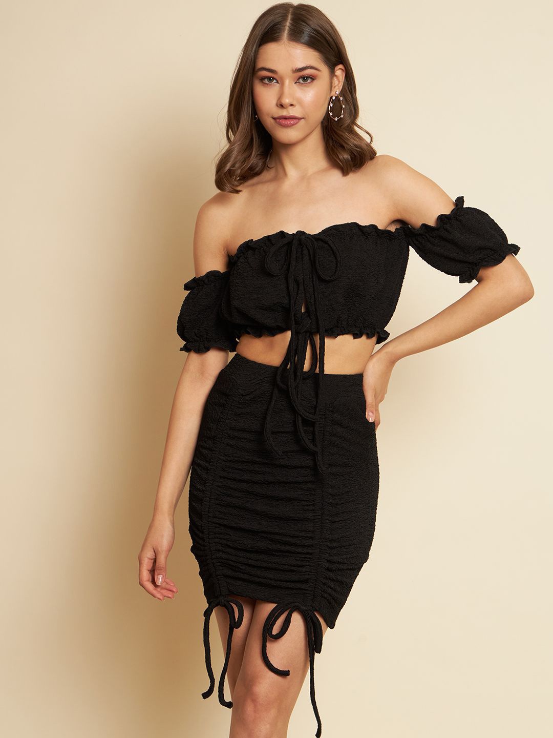 

TANDUL Off-Shoulder Bodycon Dress, Black