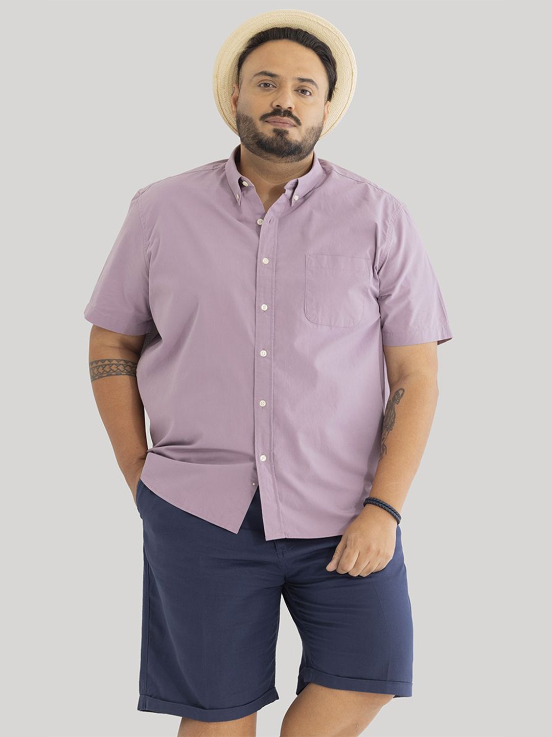 

Snitch Men Plus Size Smart Slim Fit Opaque Casual Shirt, Lavender