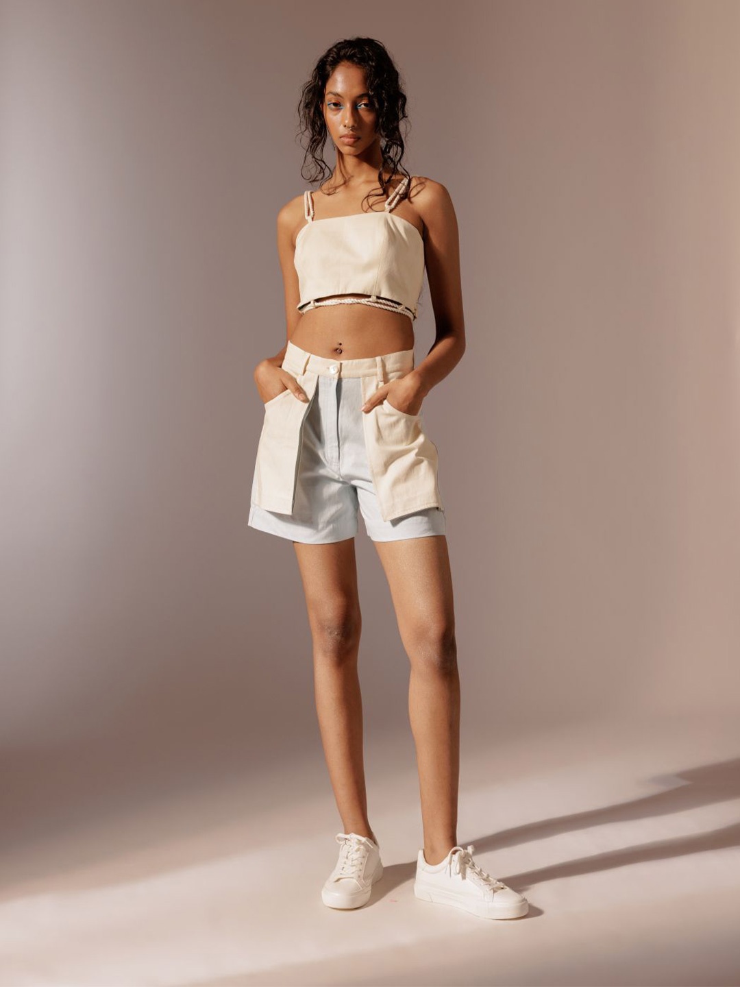 

Advait Striped Crop Top, Beige