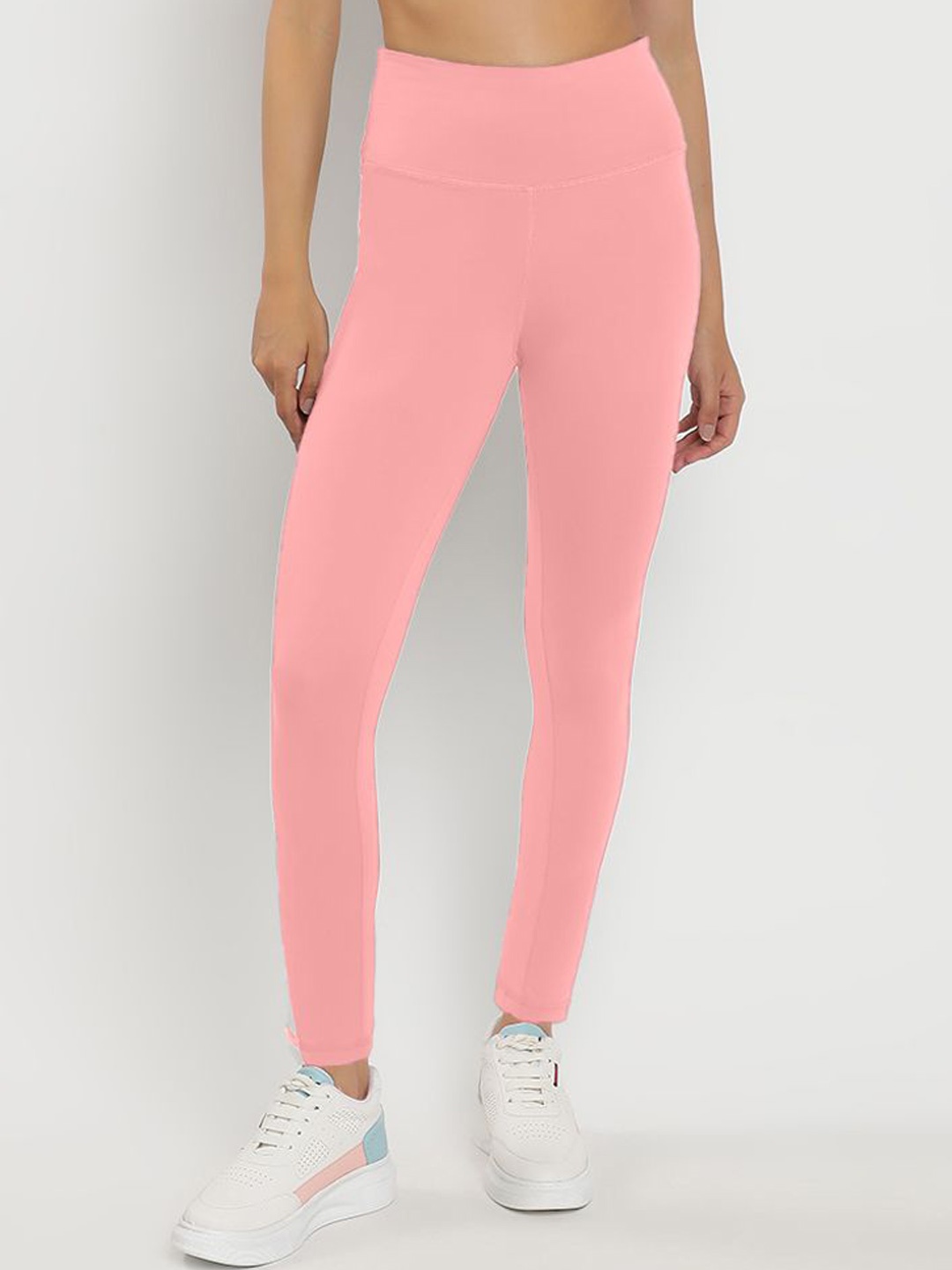 

Wearjukebox Women Dry-Fit Cropped Gym Tights, Peach