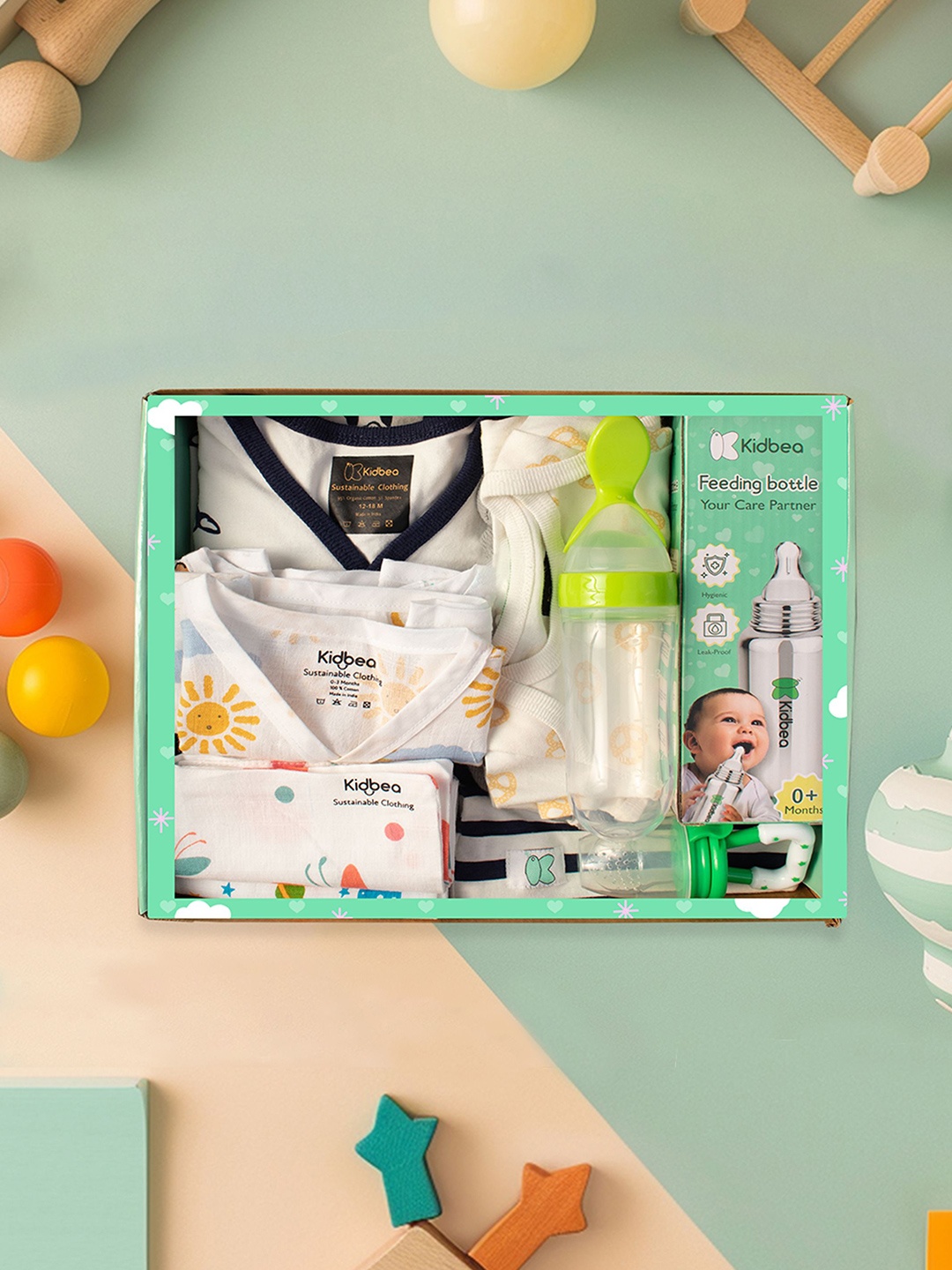 

Kidbea Infants 13-Pcs Organic Cotton Baby Apparel Gift Set, White
