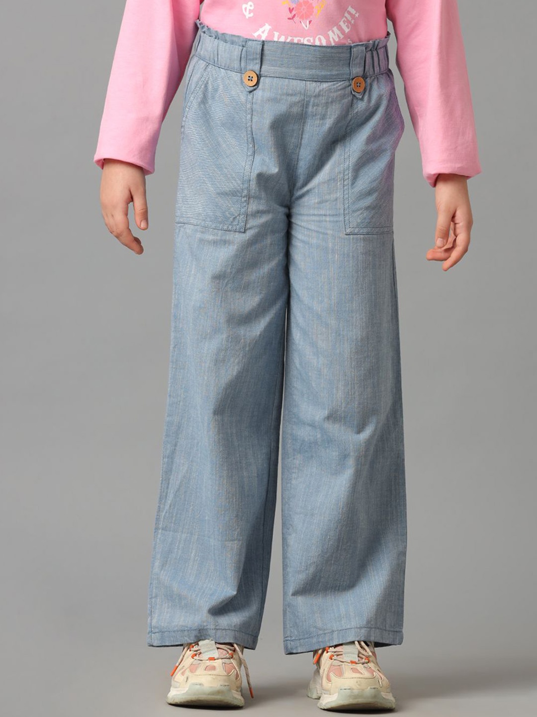 

UNDER FOURTEEN ONLY Girls Chambray Trousers, Blue