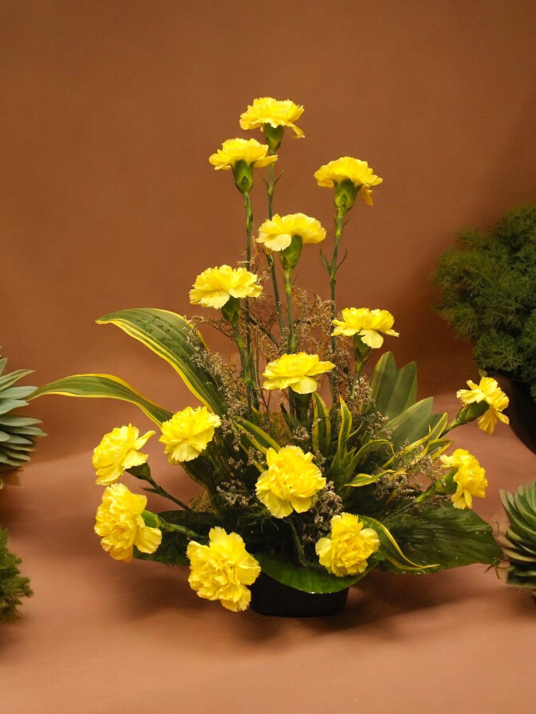 

bettergiftflowers 10-Pcs Yellow Carnations Fresh Flowers Bouquet