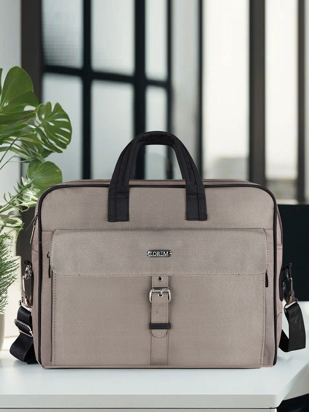 

LOREM Men Textured Laptop Messenger Bag, Grey