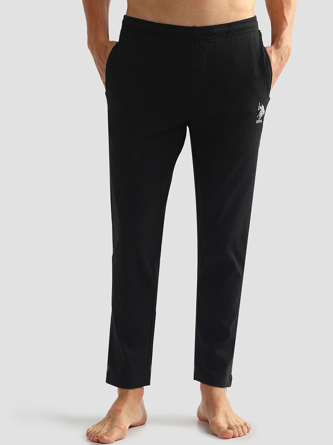 

U.S. Polo Assn. Mens All Over Stripe Pure Cotton OELP4 Lounge Pants, Black