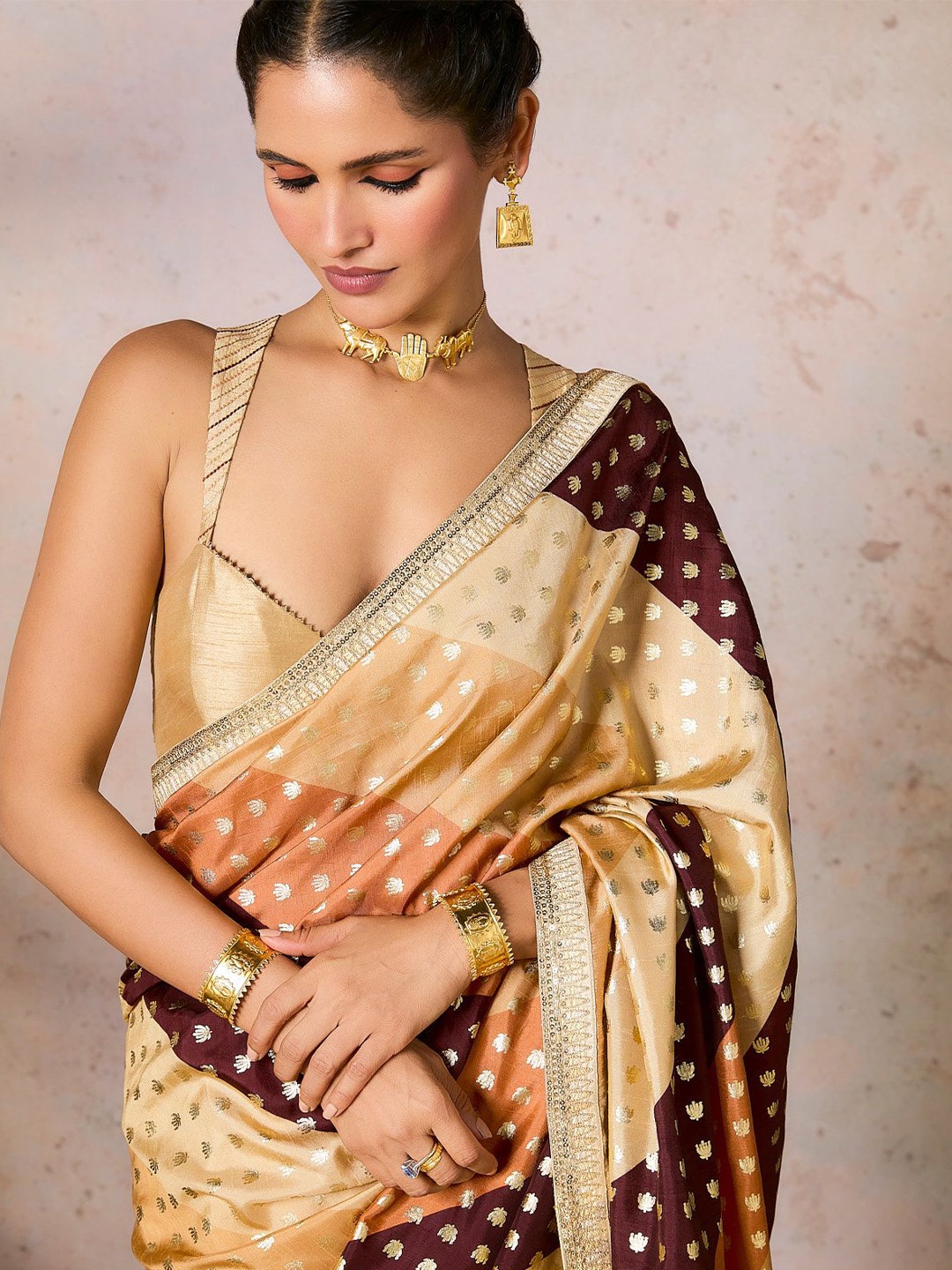 

Masaba Woven Design Zari Pure Silk Saree, Beige