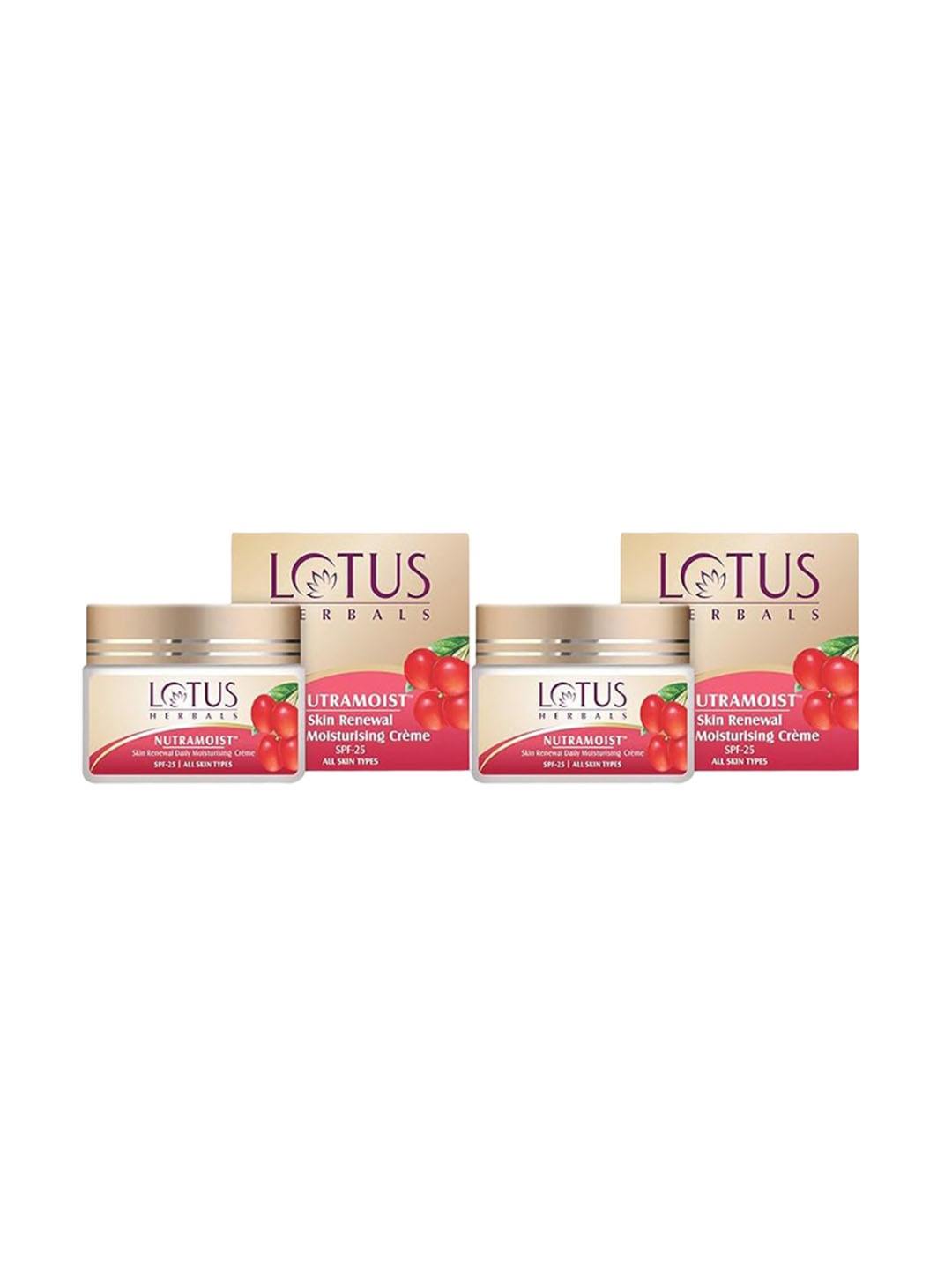 

Lotus Herbals Set of 2 Nutramoist Skin Renewal SPF25 Daily Moisturisng Cream - 50 g each, Beige