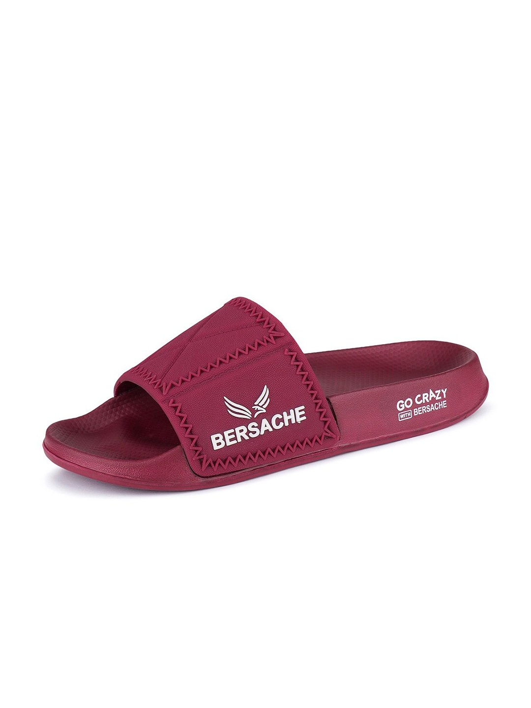 

BERSACHE Men Textured Sliders, Maroon