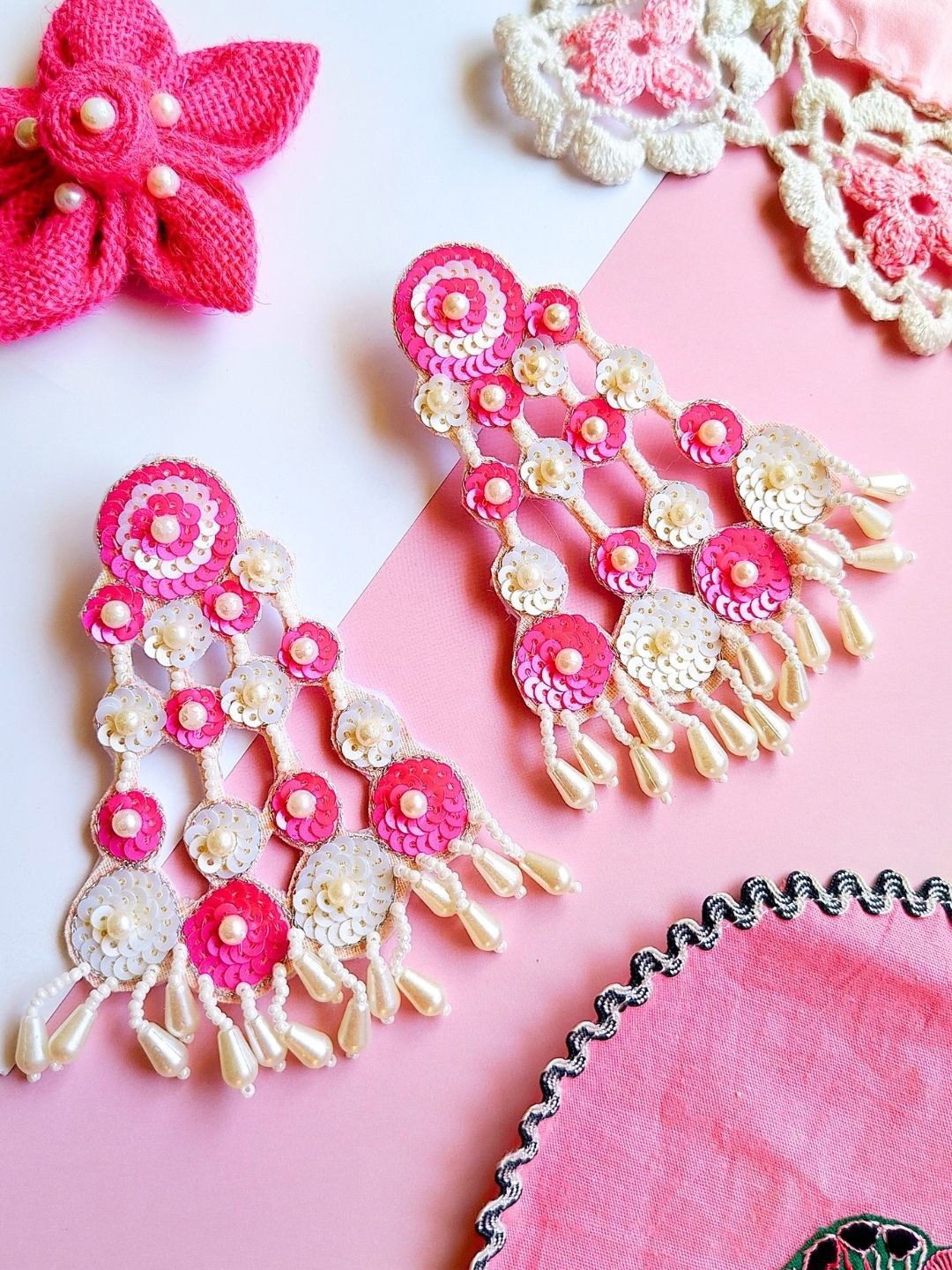 

Sangria Beaded Earrings, Pink