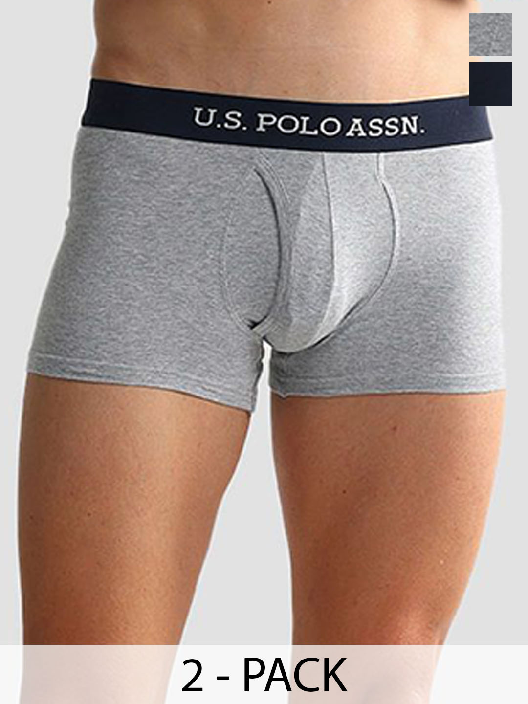 

U.S. Polo Assn. Pack Of 2 Men Solid Mid Rise Shorts Trunks OET11-GN0-P2, Grey