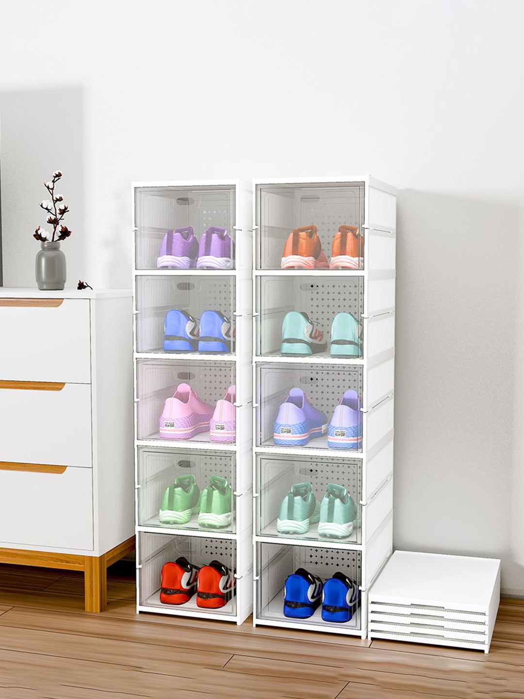 

Kuber Industries 2-Pcs White 5 Layer Racks and Wardrobes