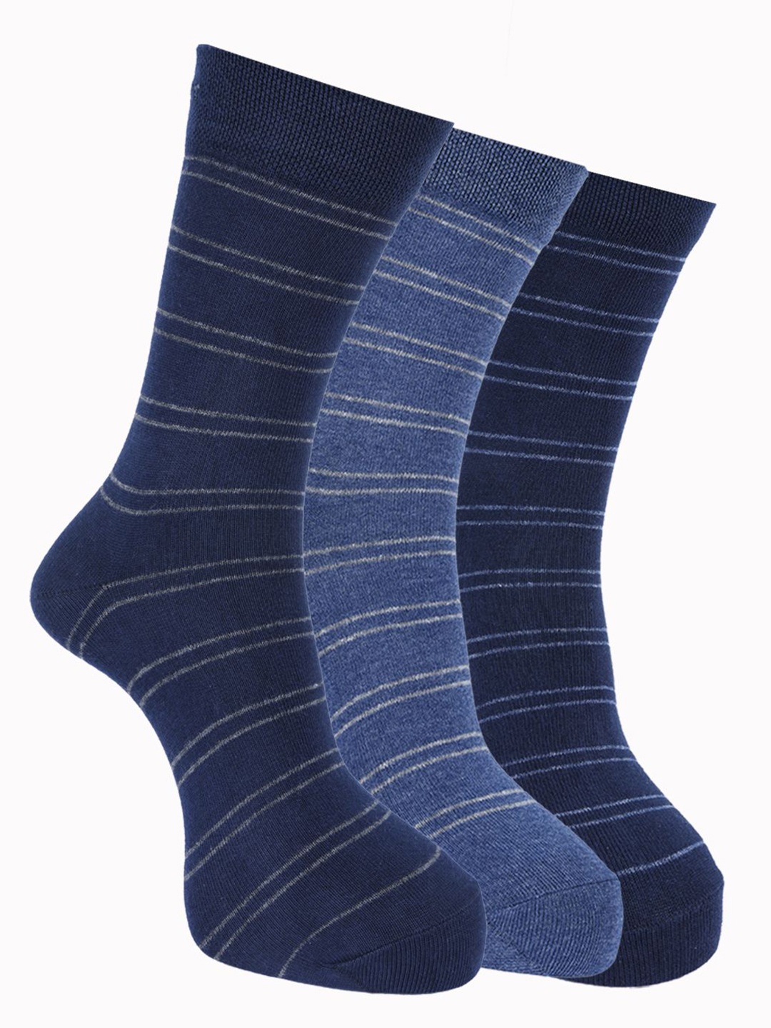 

Force NXT Pack Of 3 Striped Calf-Length Socks, Blue