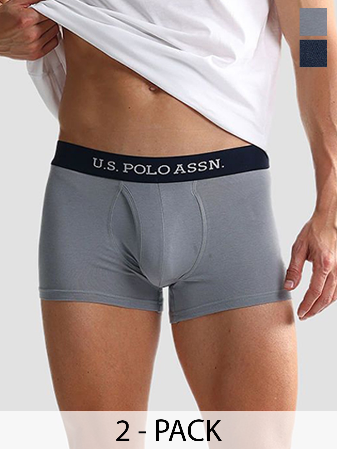 

U.S. Polo Assn. Pack Of 2 Ribbed Solid Mid Rise Trunk OET11-NB0-P2, Navy blue