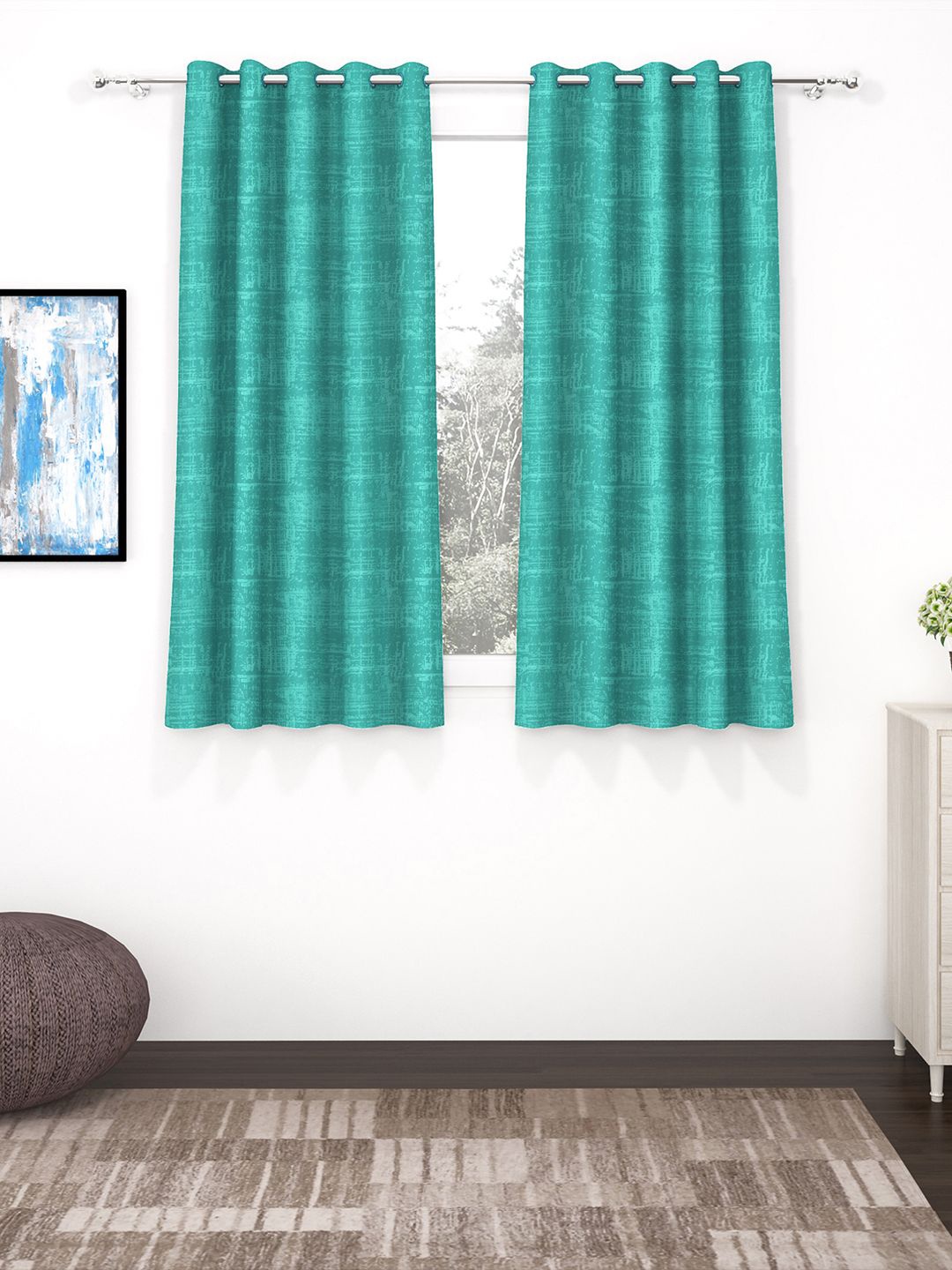 

Story@home Turquoise Blue Set of 2 Black Out Window Curtain