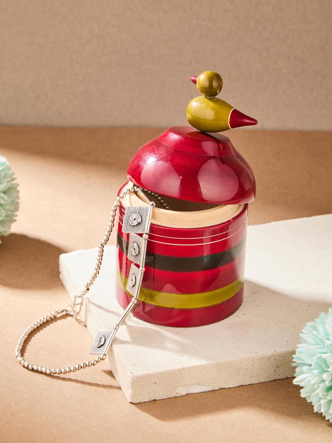

Fabindia Red & Yellow Printed Wooden Storage Box