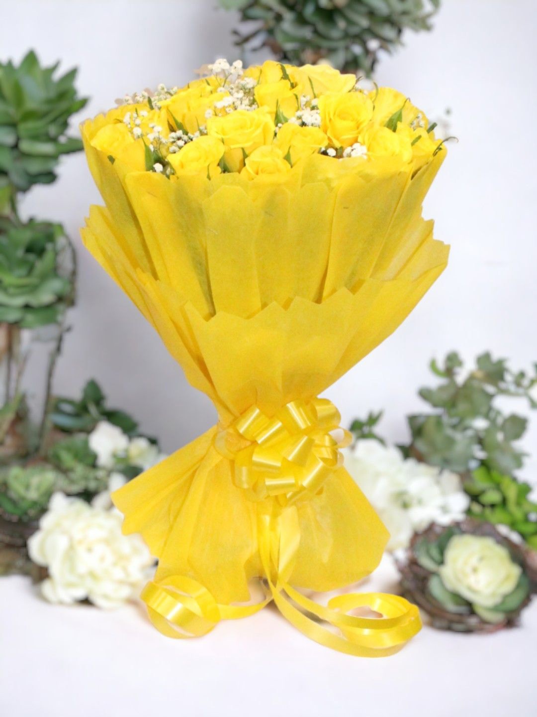 

bettergiftflowers 20-Pcs Roses Bunch Flowers Bouquet, Yellow