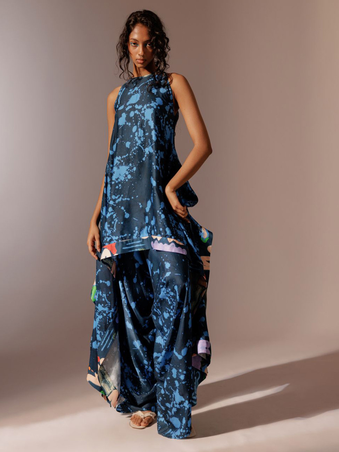 

Advait Print Satin High-Low Top, Multi
