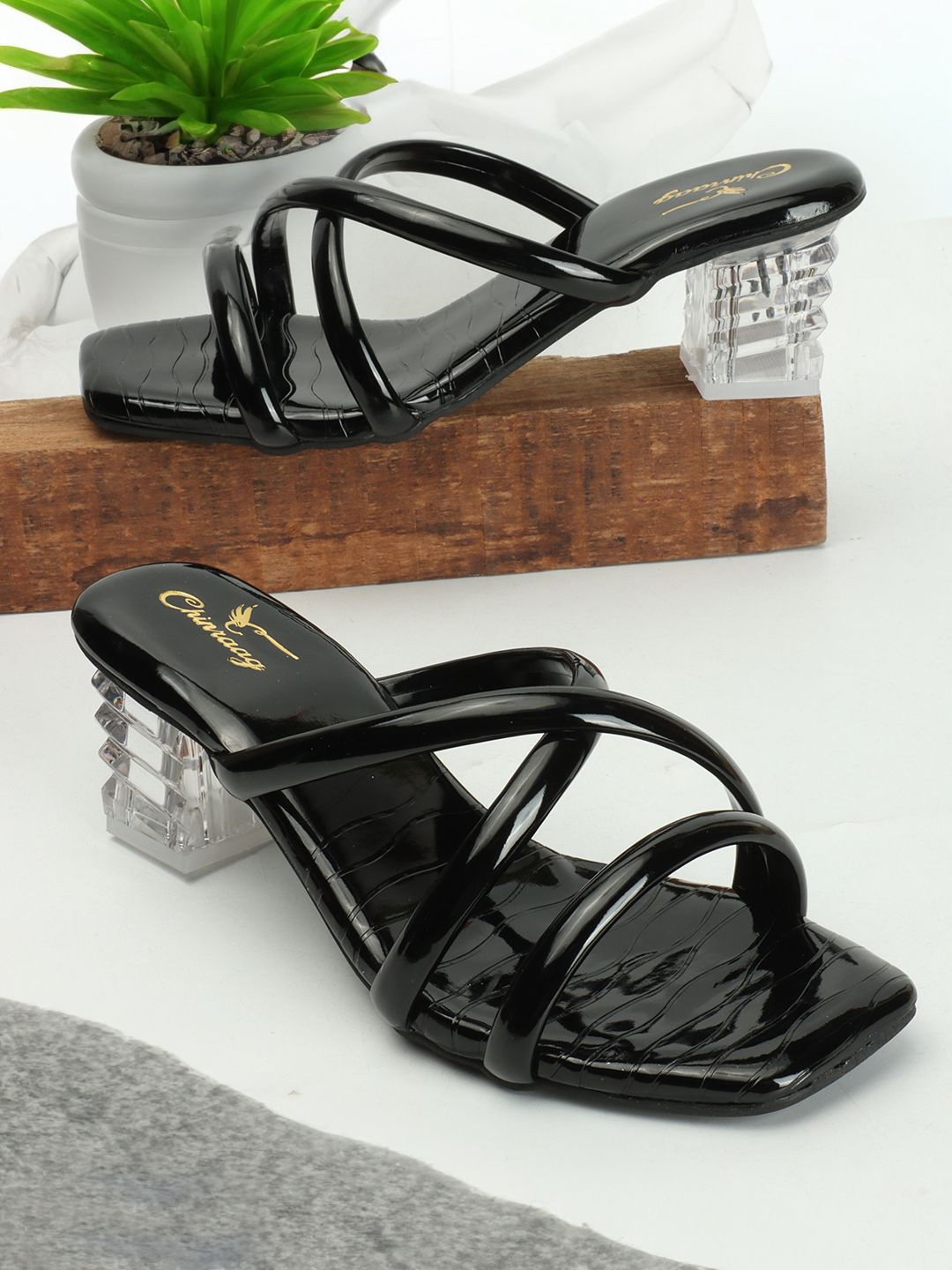 

CHINRAAG Party Block Mules, Black