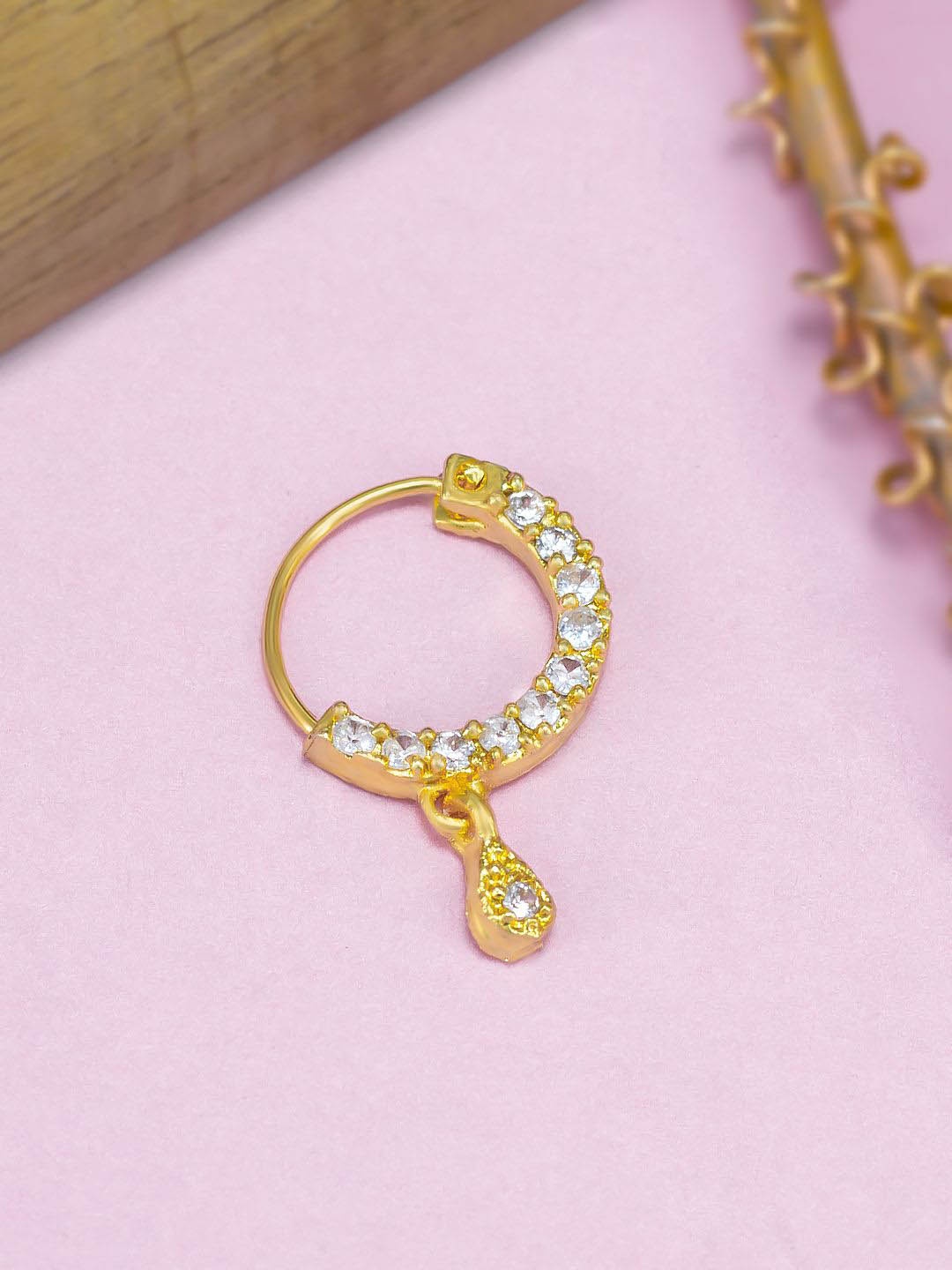 

PRIVIU Gold-Plated Cubic Zirconia Ring Nosepin