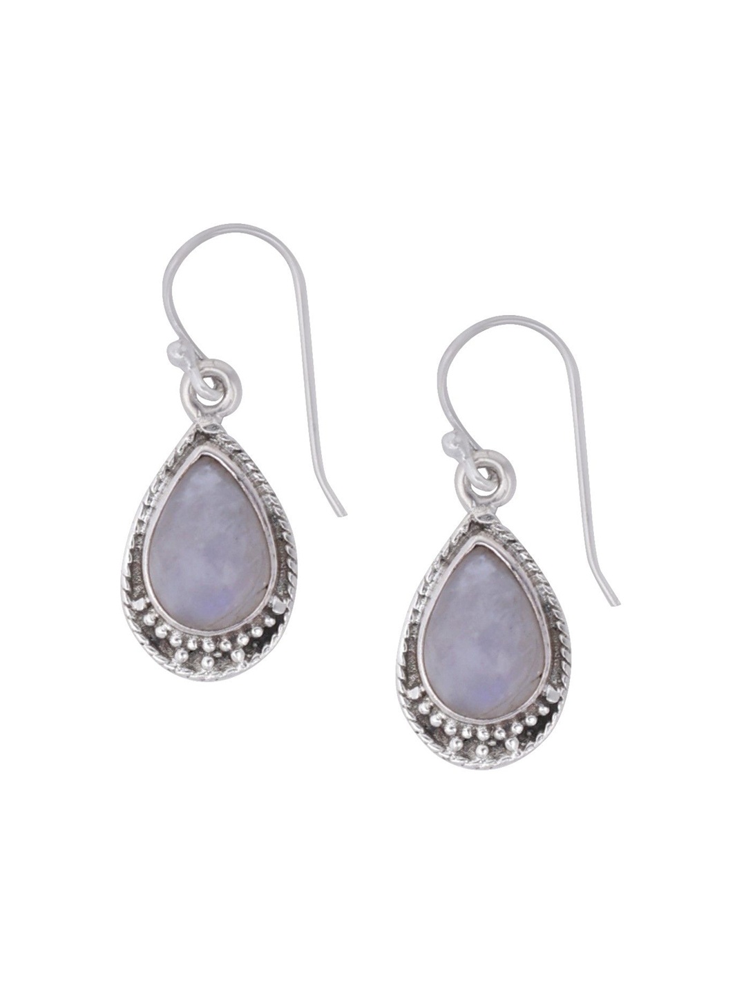 

Exotic India Rainbow Moonstone Sterling Silver Stylish Earrings, White