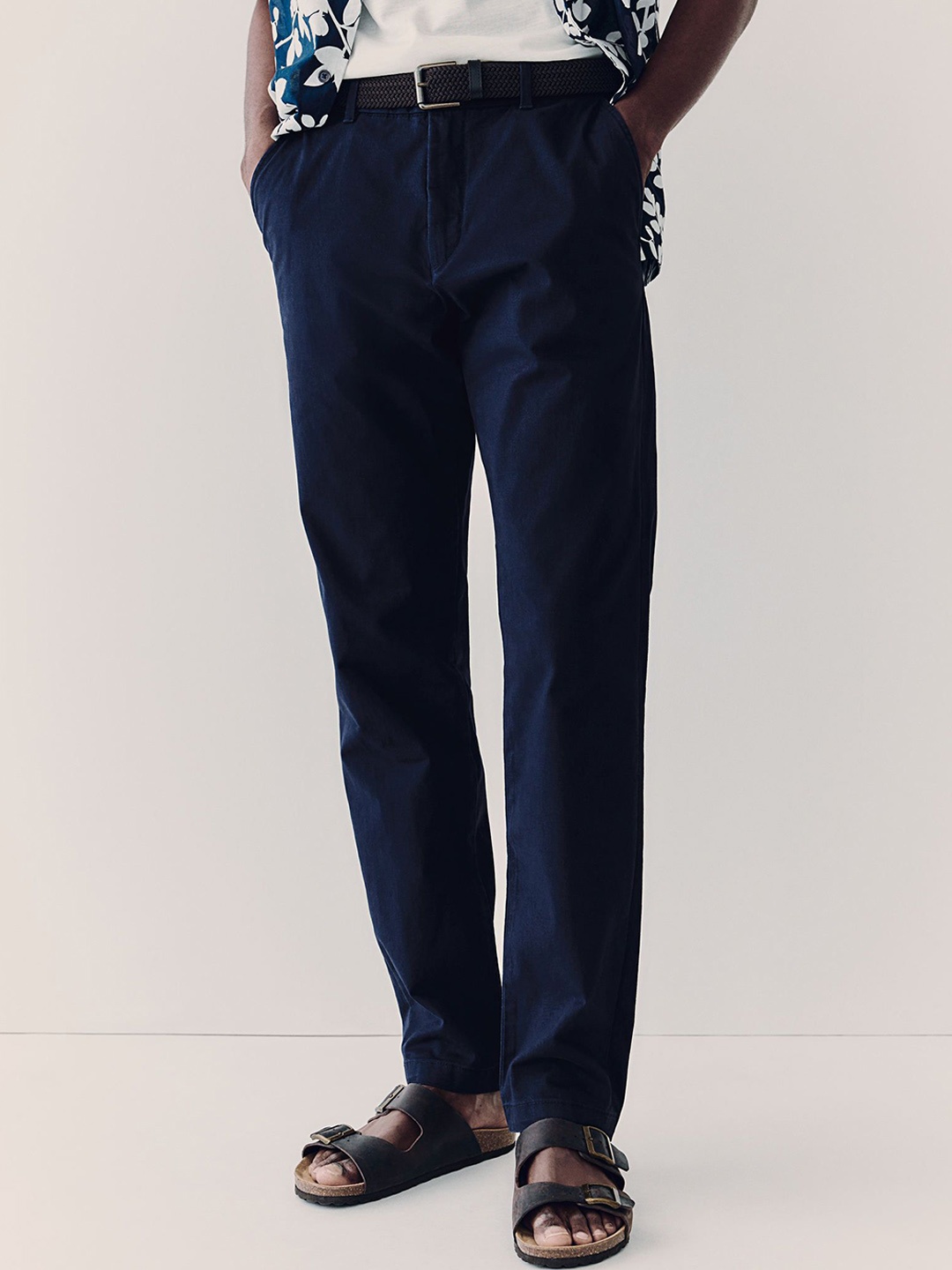 

H&M Slim Fit Cotton Chino Trousers, Blue