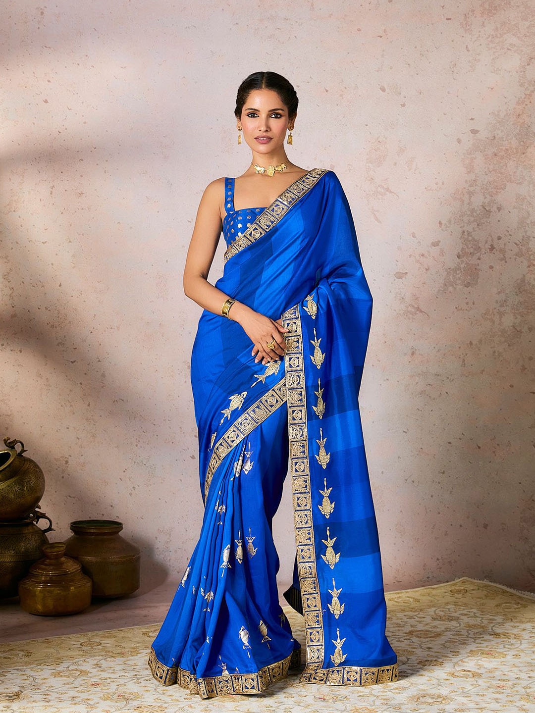 

Masaba Embellished Embroidered Saree, Blue