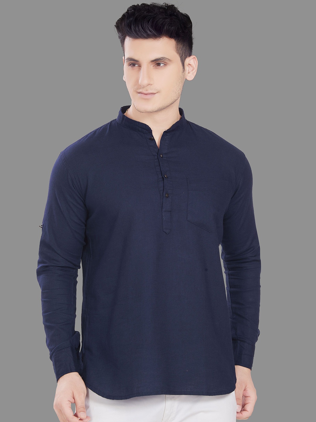 

Rani Saahiba Men Thread Work Kurta, Navy blue