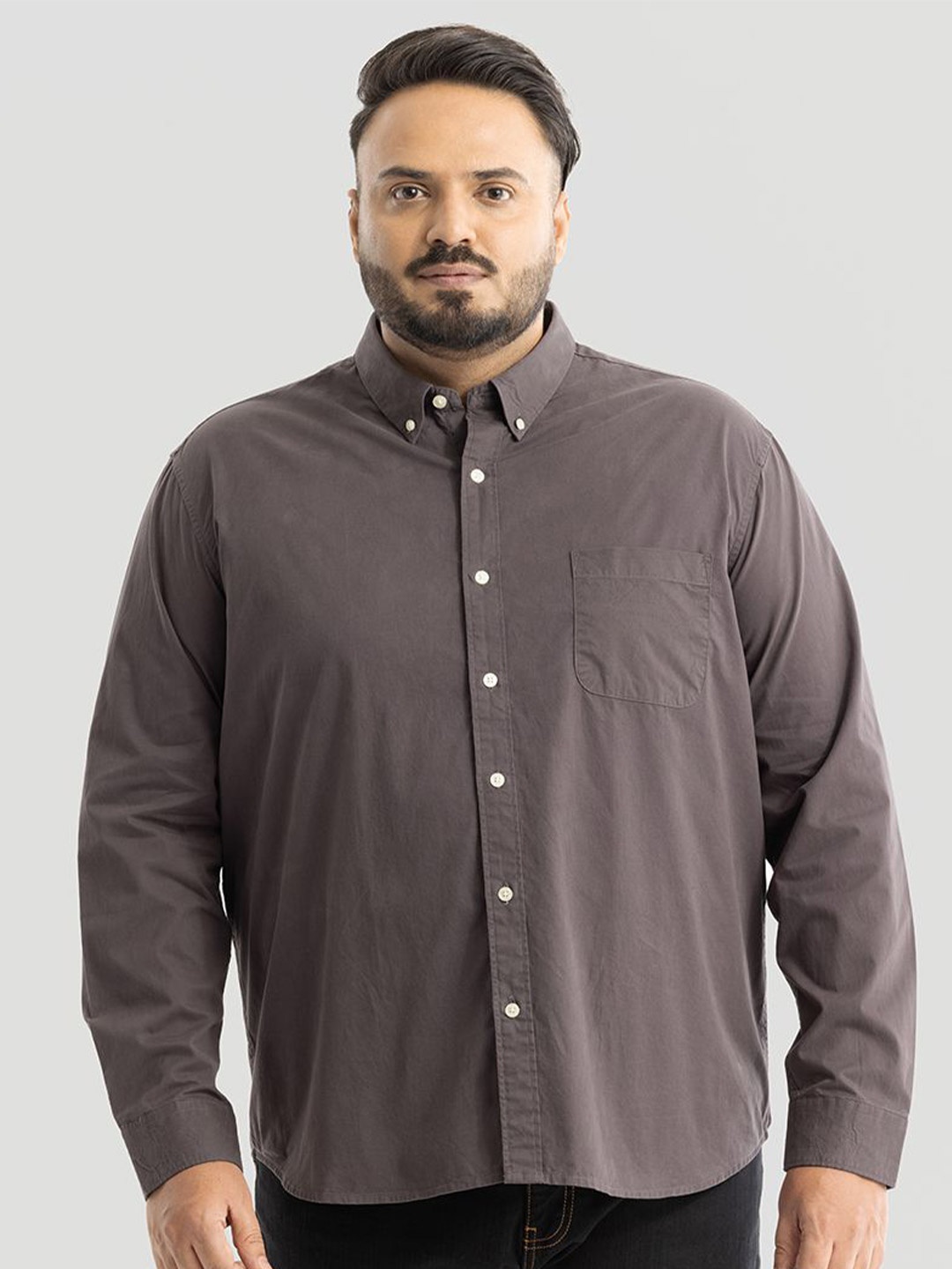 

Snitch Men Plus Size Smart Slim Fit Opaque Formal Shirt, Brown