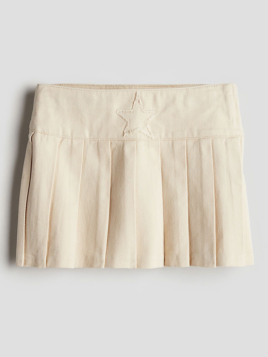 

H&M Girls Pure Cotton Pleated Twill Skirt, Beige