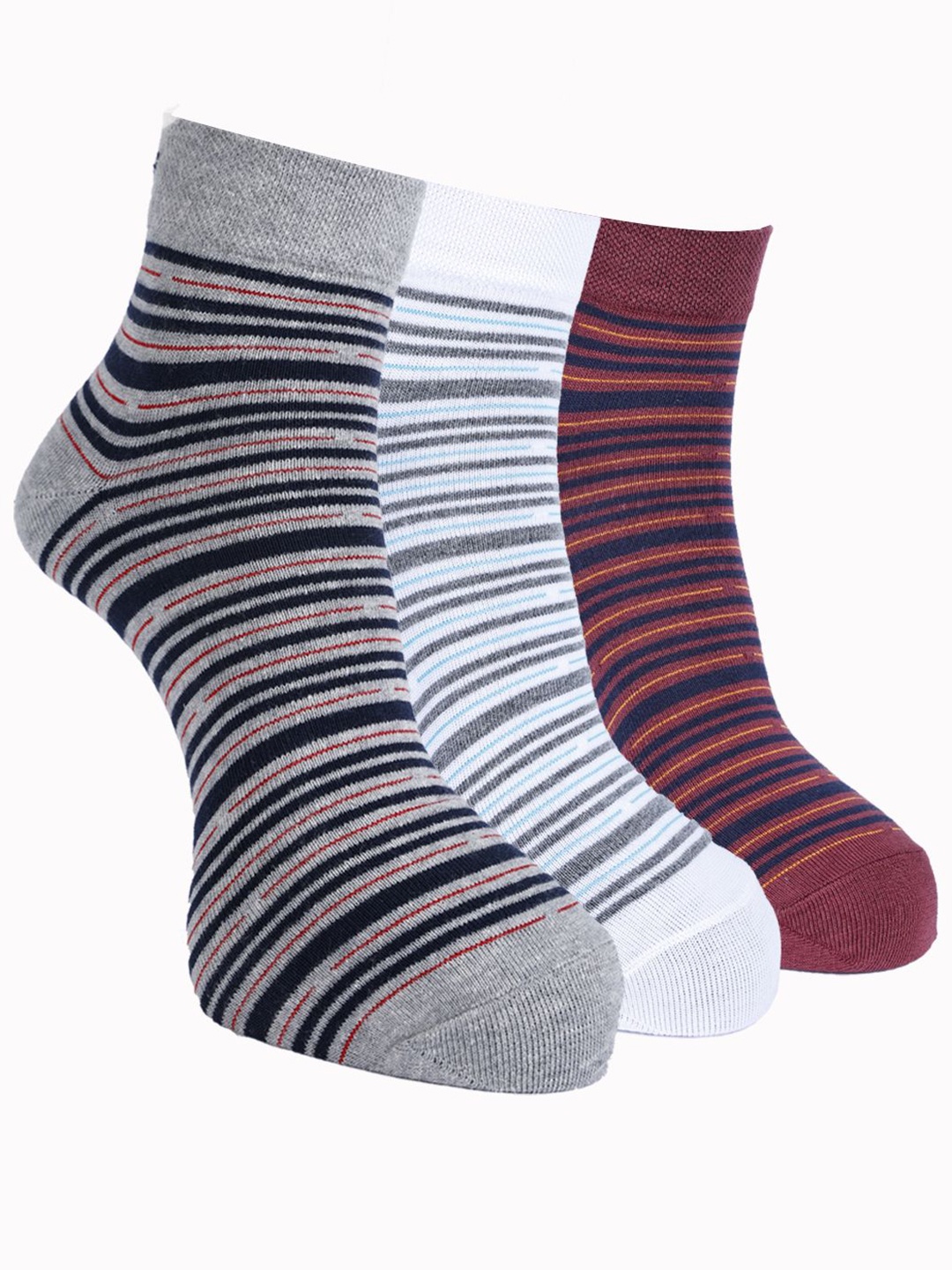 

Force NXT Men Pack Of 3 Striped Ankle-Length Socks, White