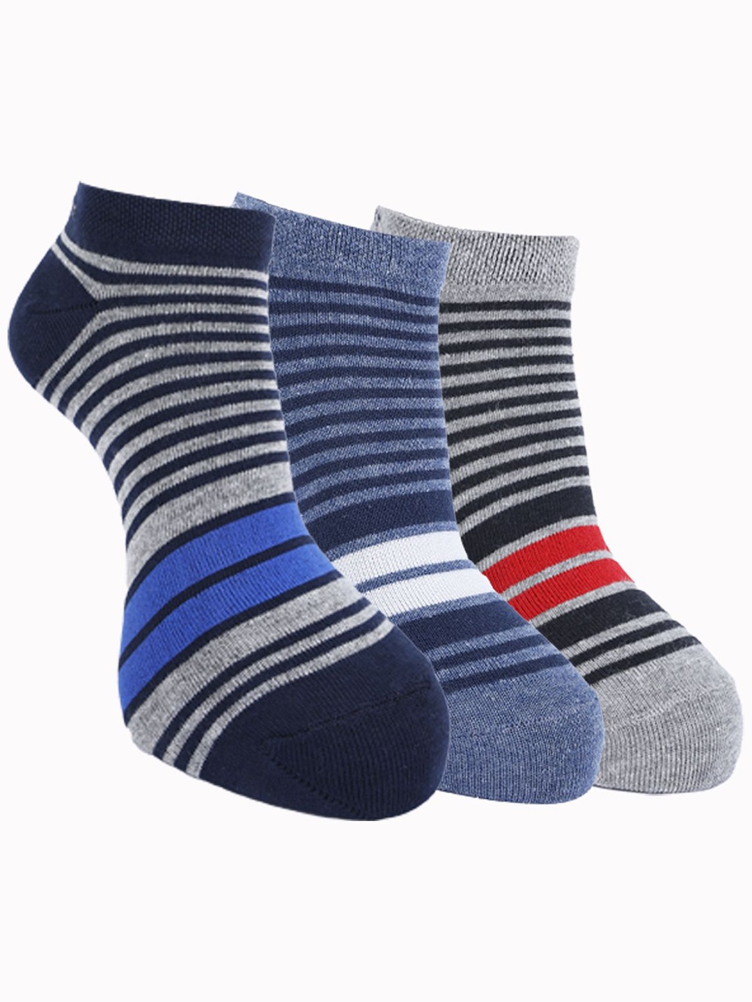 

Force NXT Men Pack Of 3 Striped Ankle-Length Socks, Blue