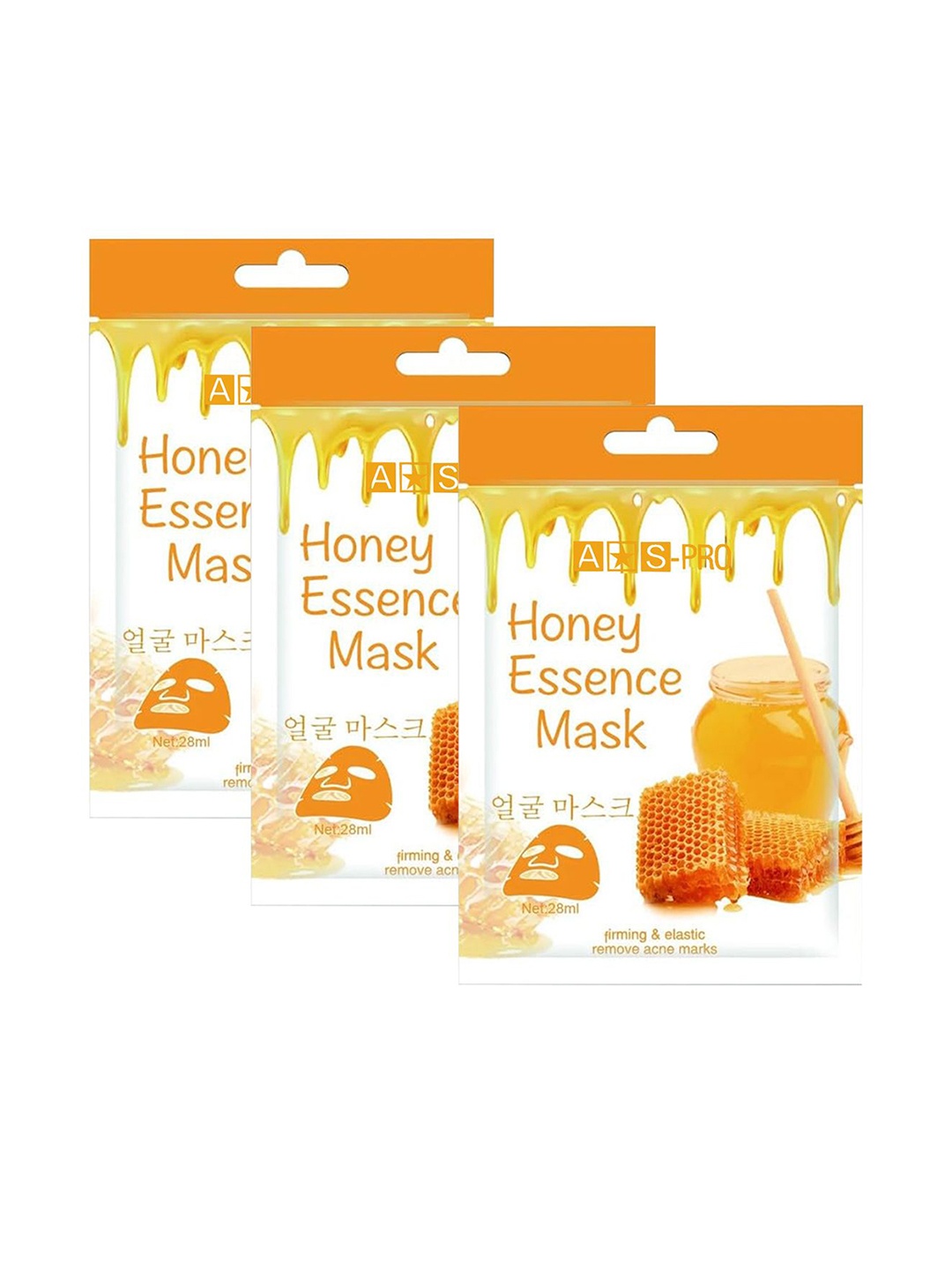 

Adbeni Set Of 3 Honey Essence Sheet Mask For Firming & Elastic - 28ml Each, Orange