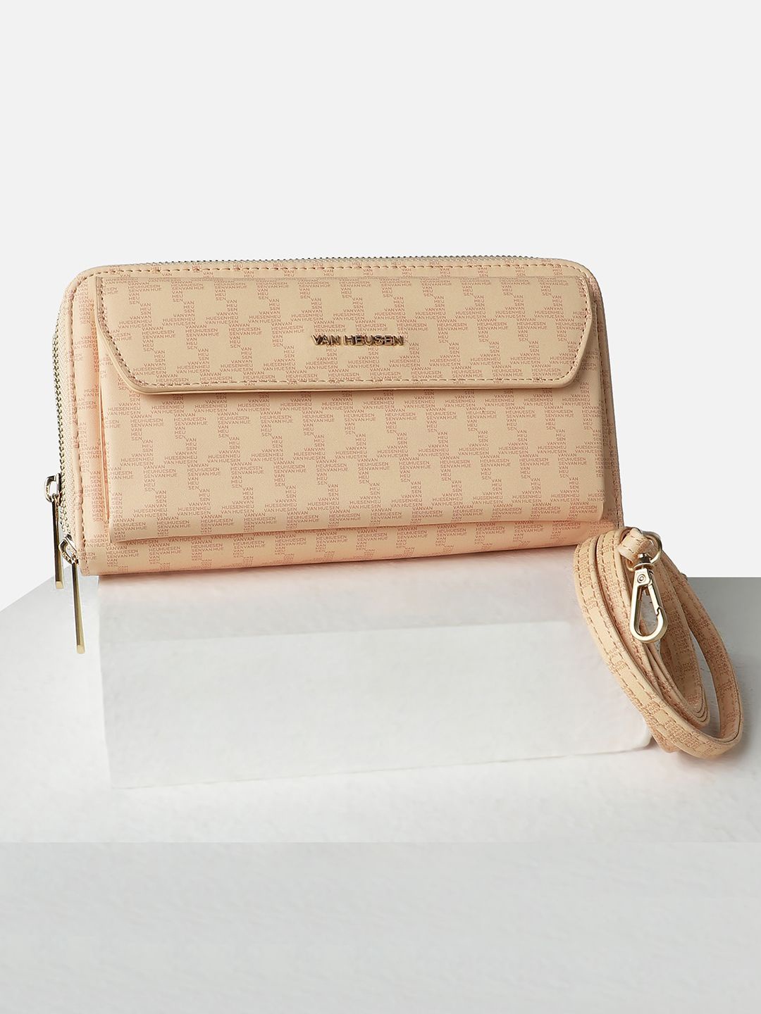 

Van Heusen Woman Women Geometric Printed Casual PU Zip Around Wallet, Beige