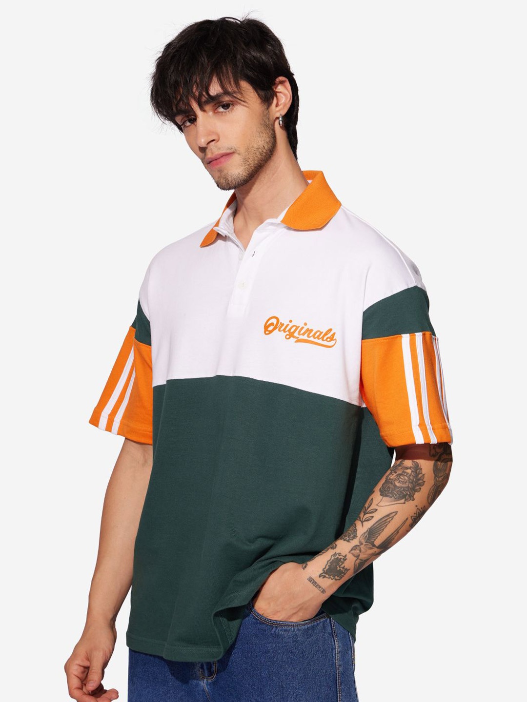 

The Souled Store Men Colourblocked Polo Collar T-shirt, Multi