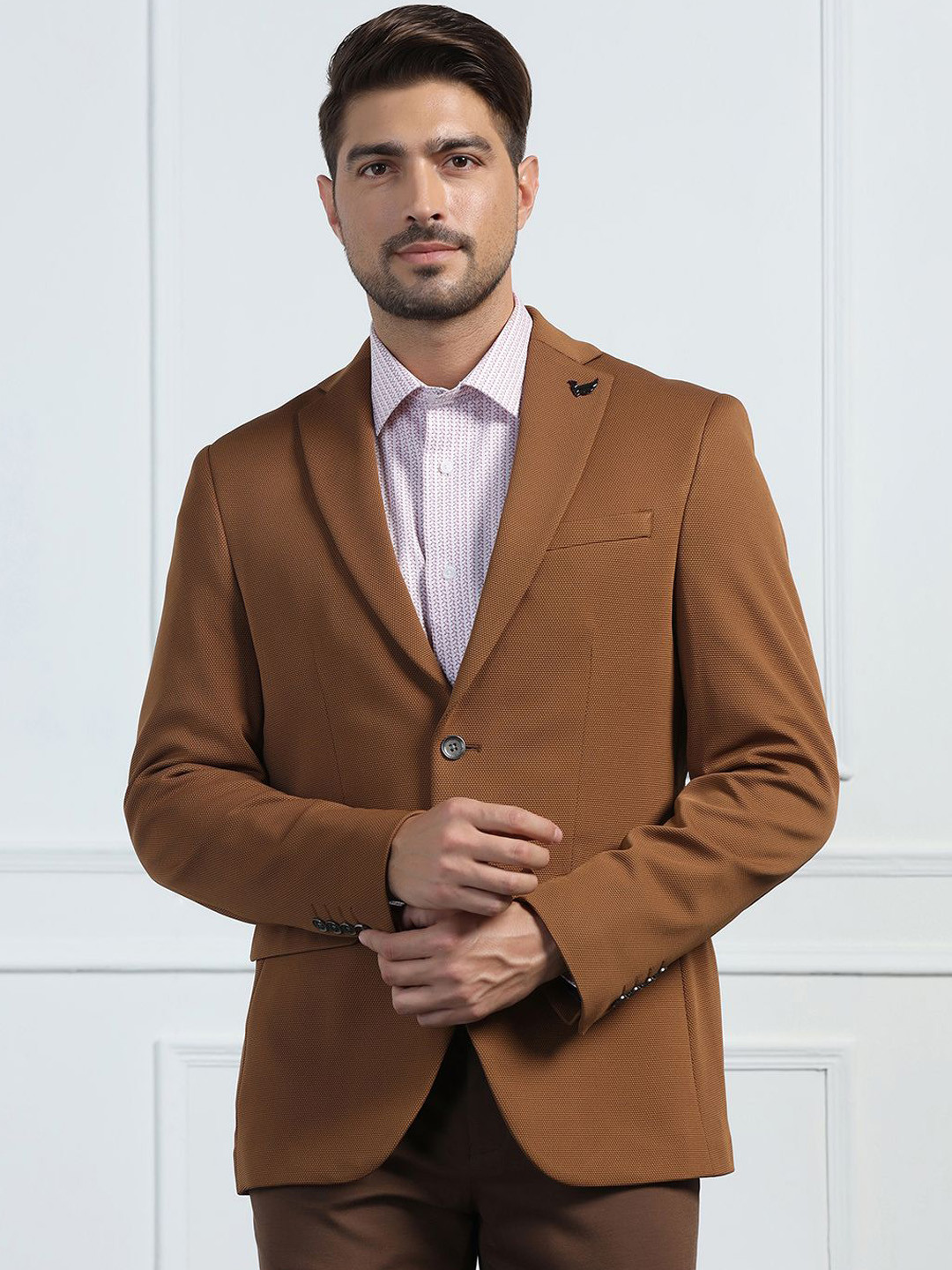 

Blackberrys Men Slim-Fit Single Breasted Blazer, Rust