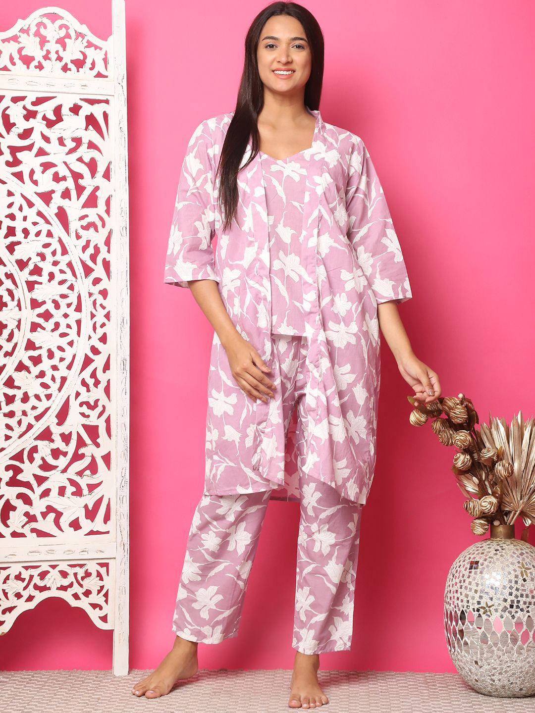 

TAG 7 Women Printed Night suit, Purple