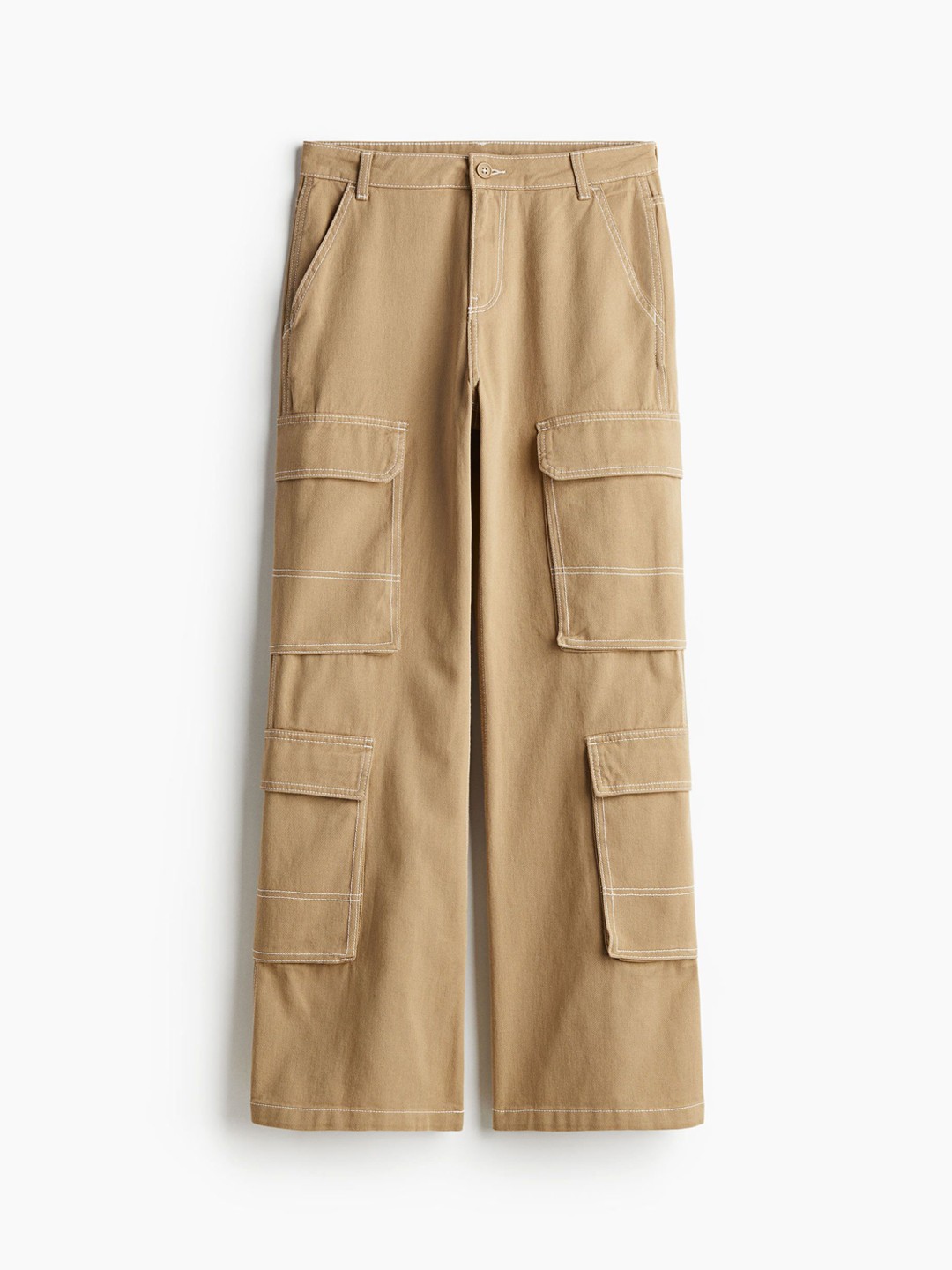 

H&M Wide Cargo Trousers, Beige