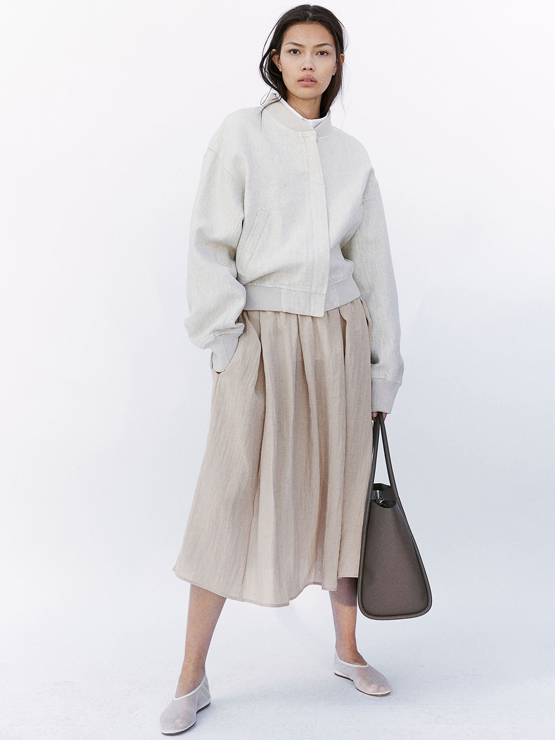 

H&M Pleated Skirt, Beige