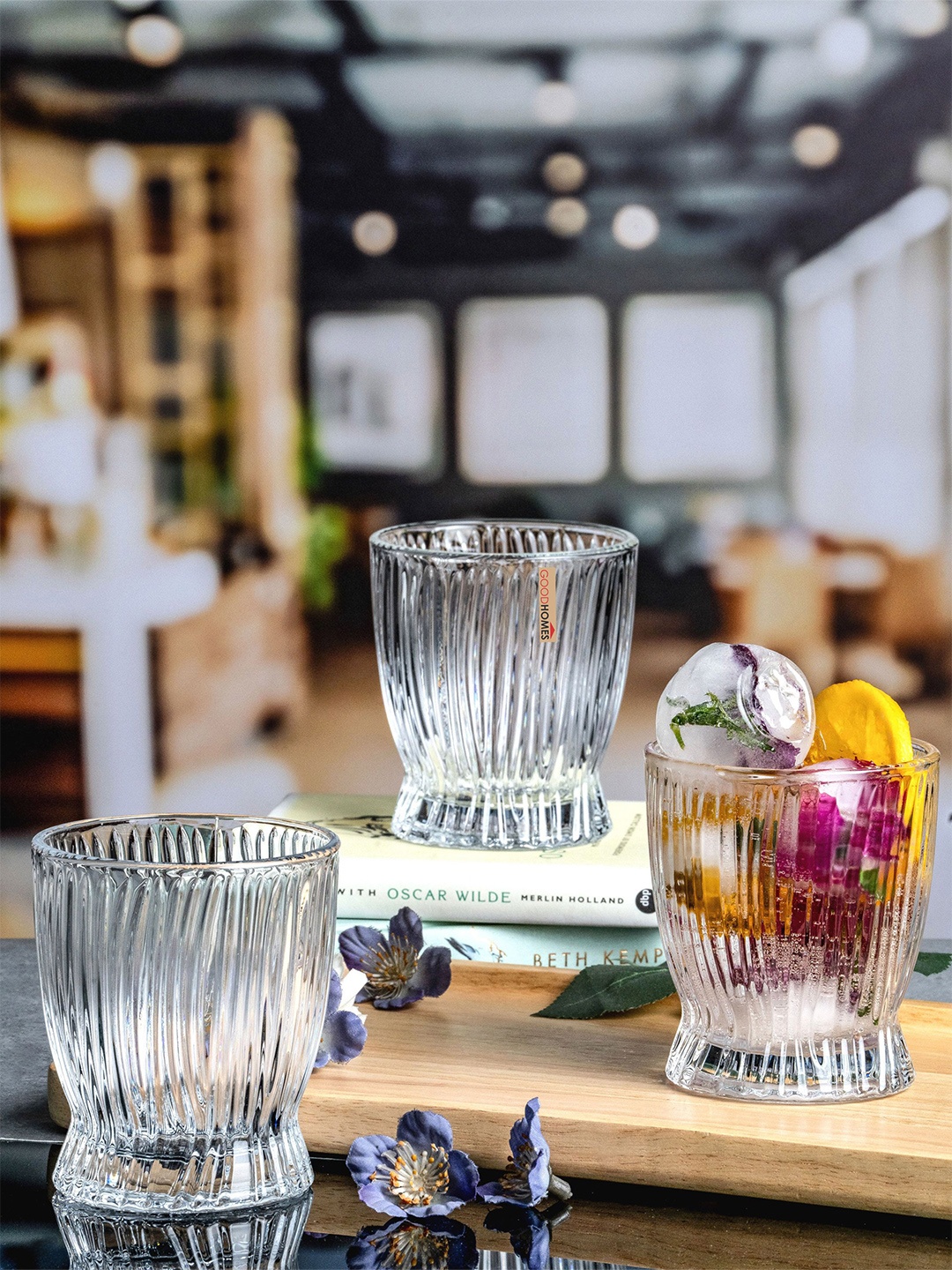 

GOODHOMES 6-Pcs Transparent Textured Water Glass