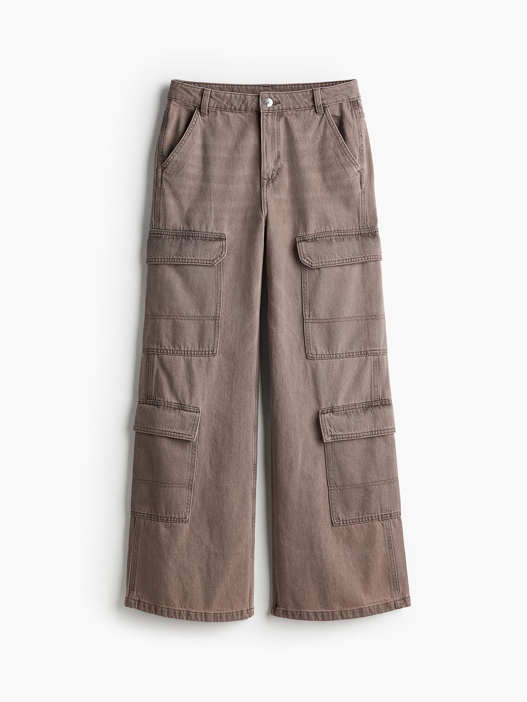 

H&M Denim Cargo Trousers, Beige