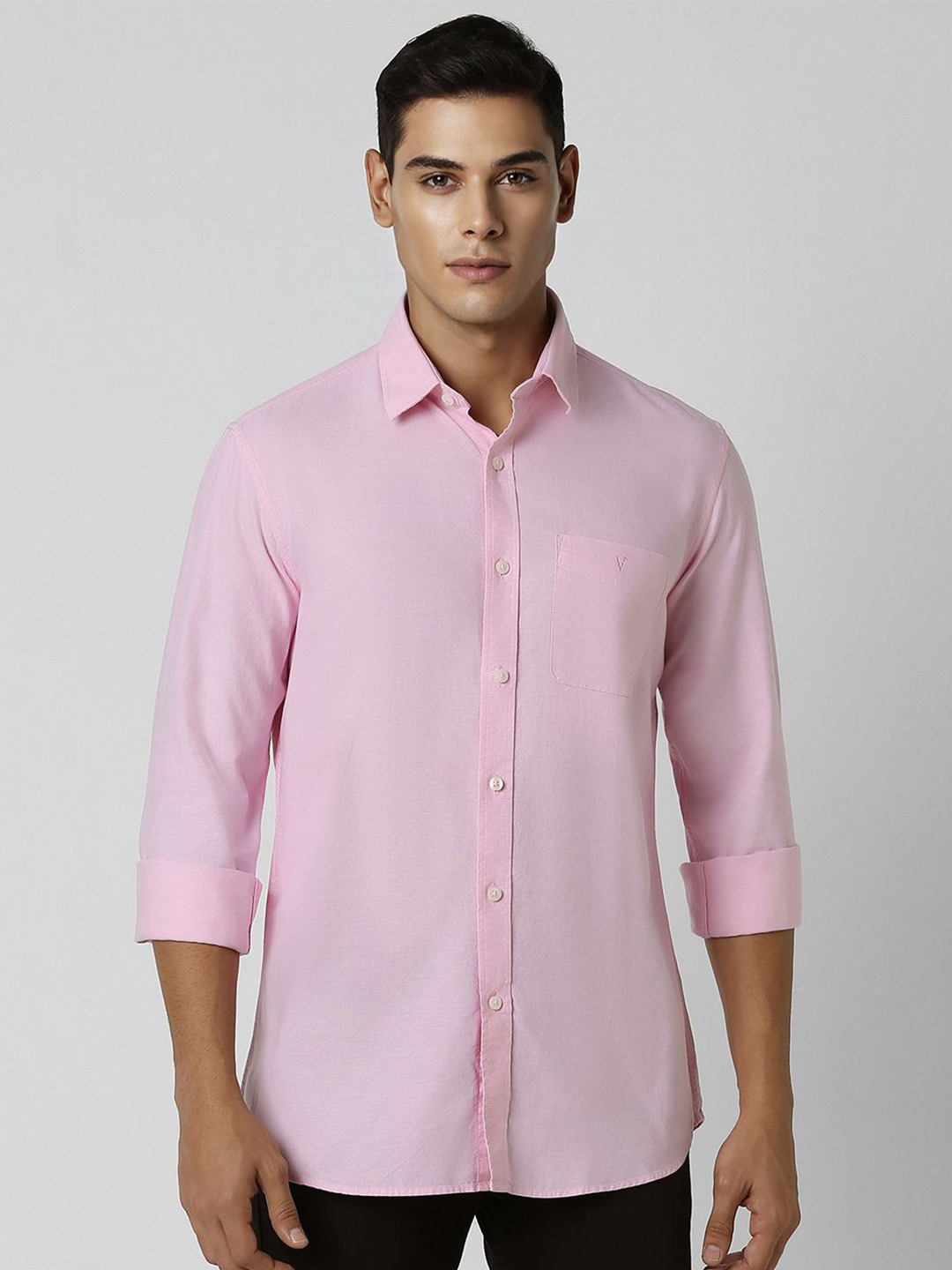 

Van Heusen Sport Men Spread Collar Solid Cotton Slim Fit Casual Shirt, Pink