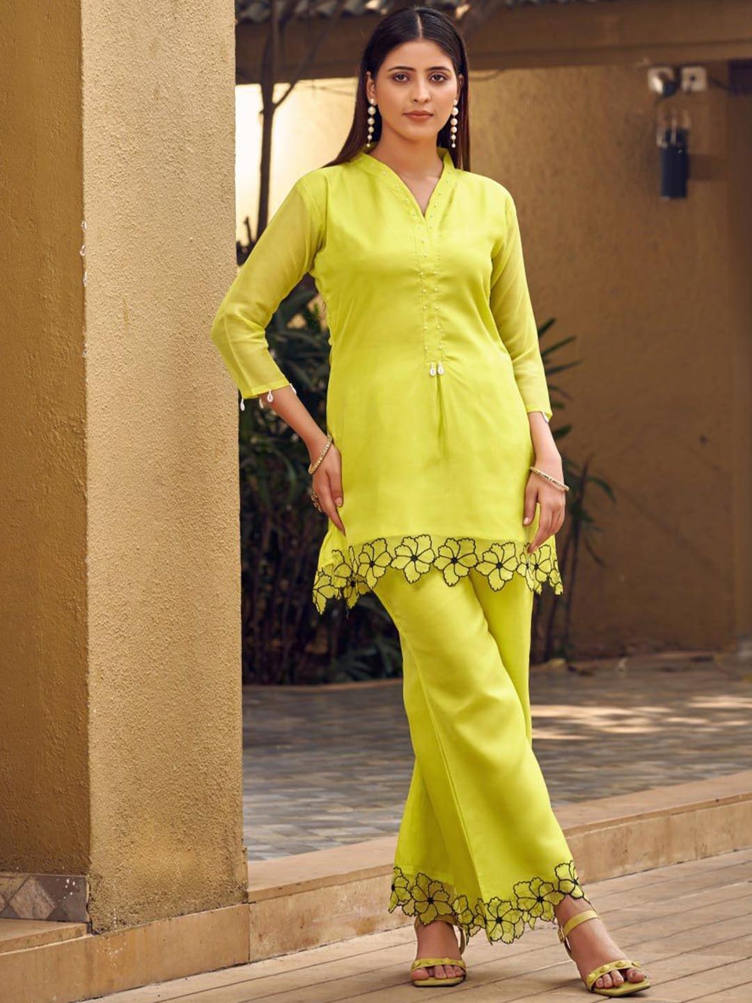 

KALINI Embellished Top & Trouser Co-Ords, Yellow